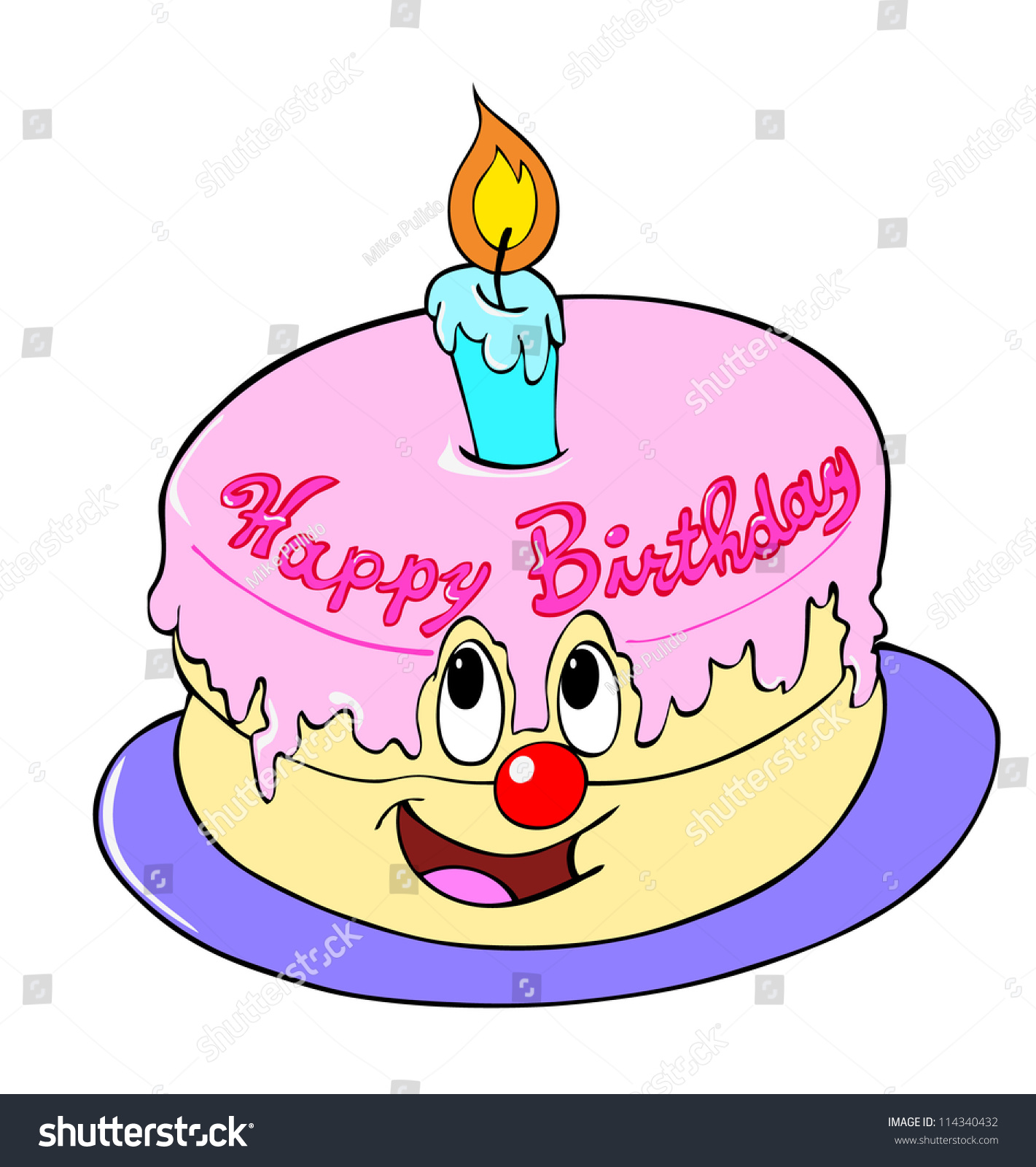 Hand Drawn Cartoon  Cakehappy Birthday  Cake  Stock 