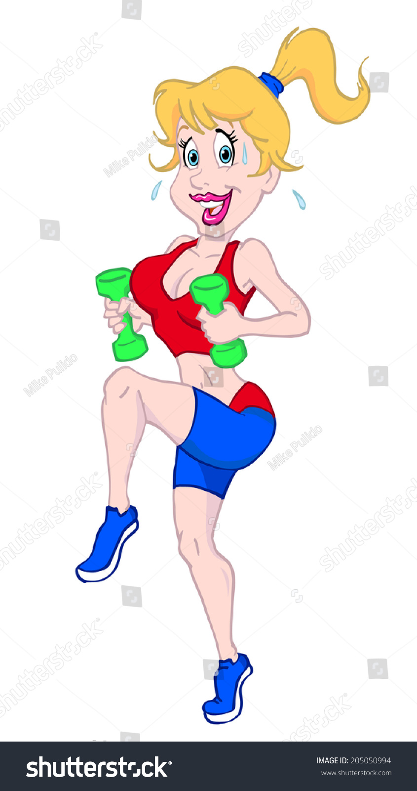 Hand Drawn Cartoon Woman Exercising Aerobics Stock Illustration 205050994 