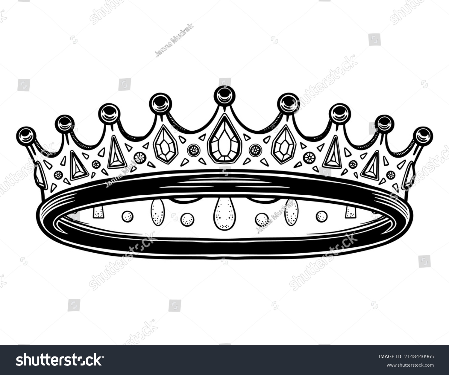 Hand Drawn Crown Luxury Crowns Sketch Stock Illustration 2148440965 ...