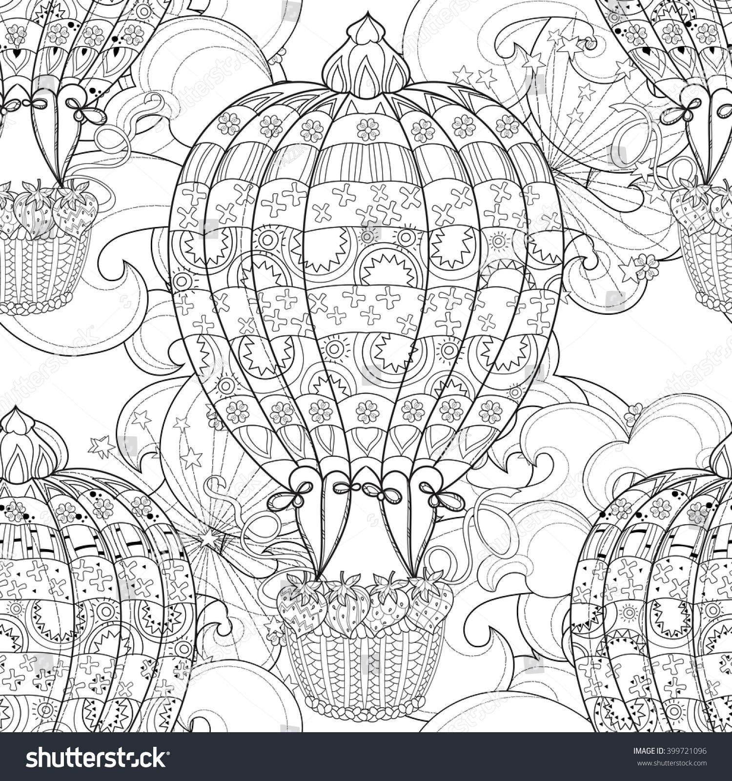 Hand Drawn Doodle Outline Air Baloon Stock Illustration 399721096 ...