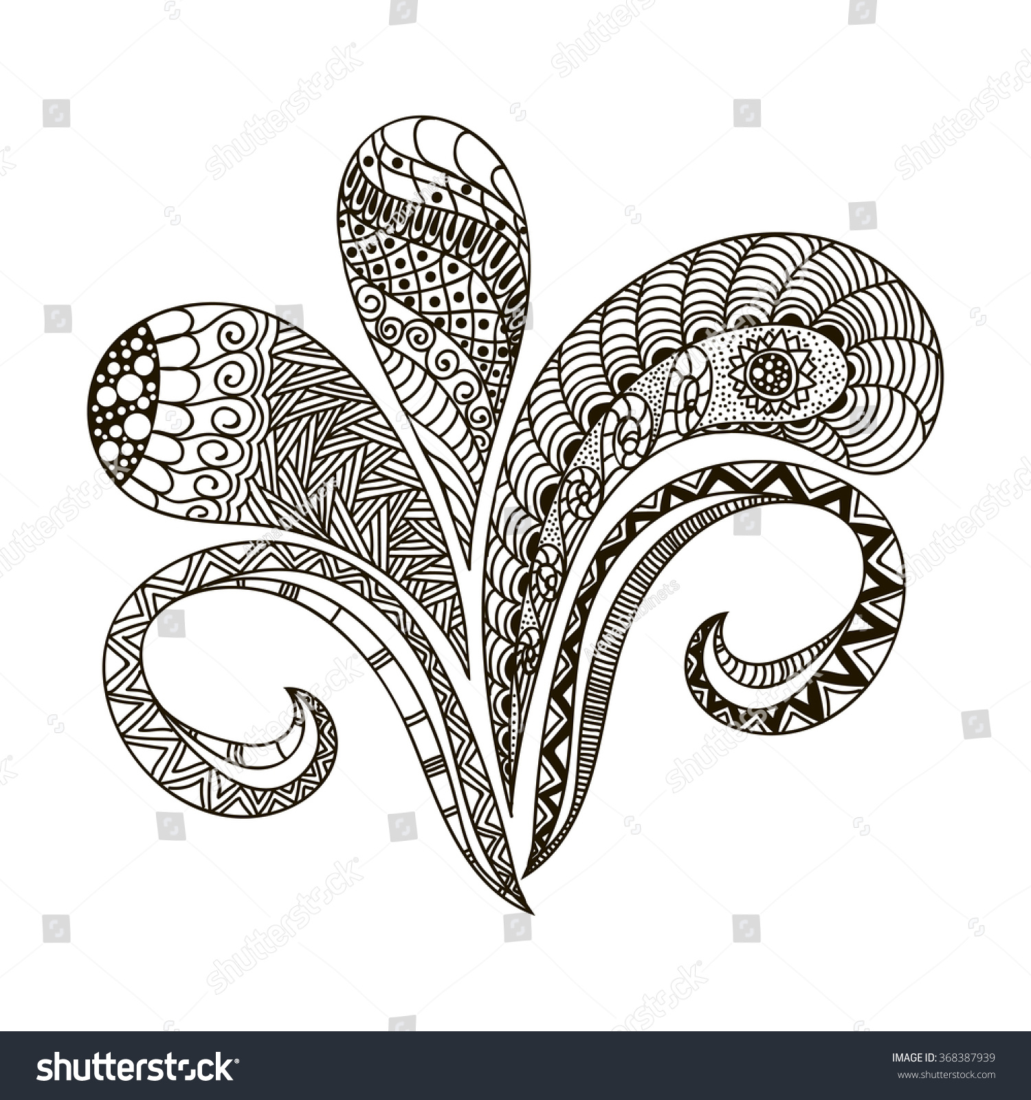 Hand Drawn Illustration Black White Doodle Stock Illustration