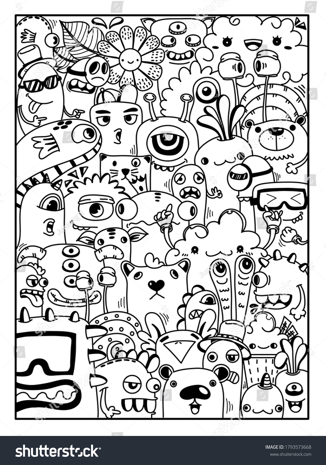 Handdrawn Illustrations Monsters Doodle Hand Drawn Stock Illustration ...