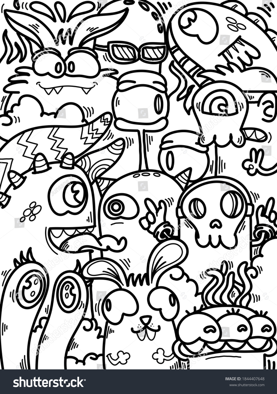 Handdrawn Illustrations Monsters Doodle Hand Drawn Stock Illustration ...