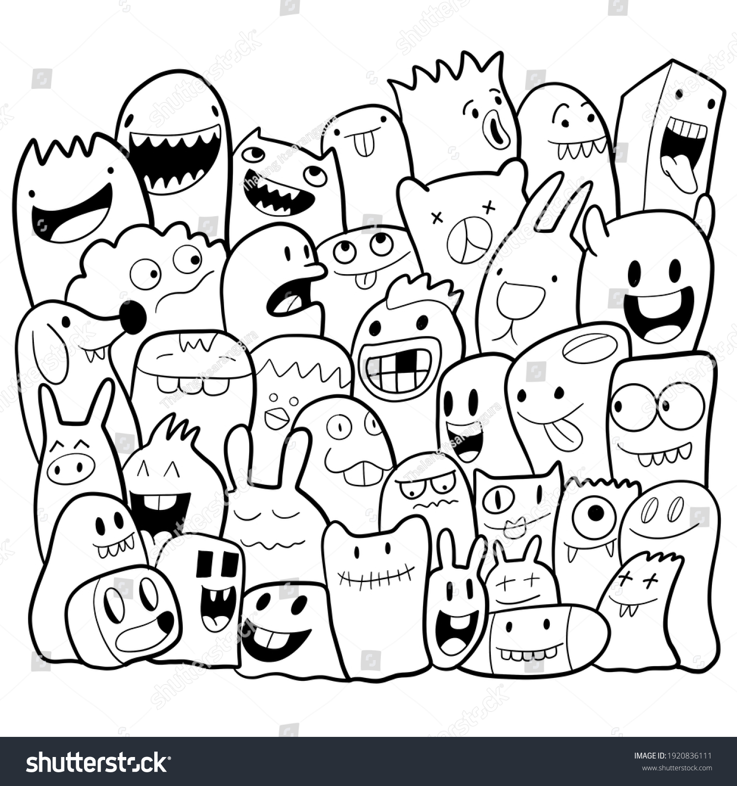 Handdrawn Illustrations Monsters Doodle Hand Drawn Stock Illustration ...