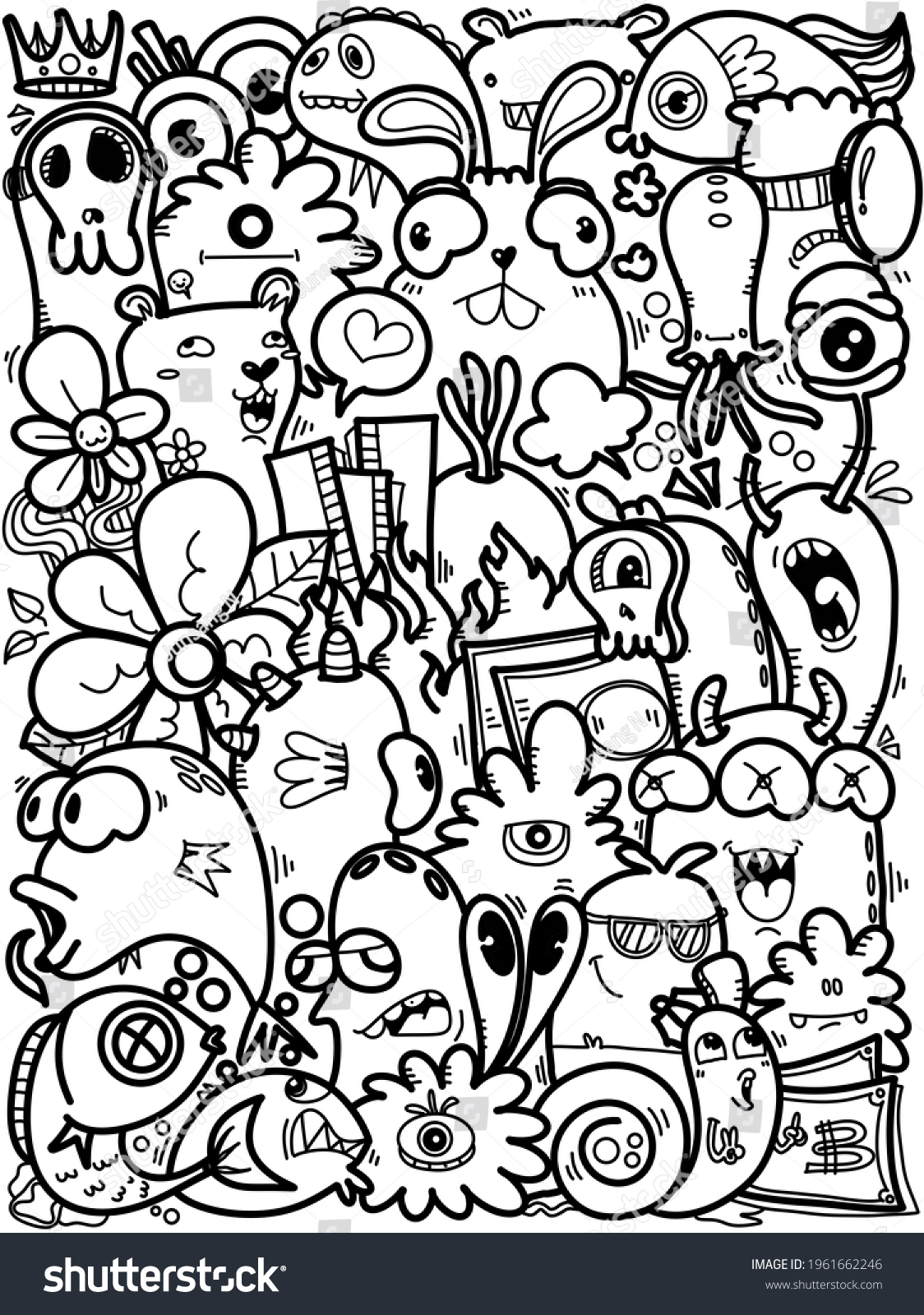 Handdrawn Illustrations Monsters Doodle Hand Drawn Stock Illustration ...