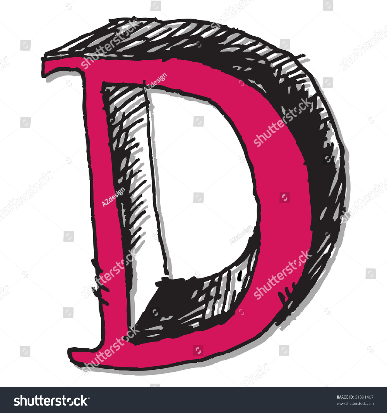 Hand Drawn Letter D Isolated On Stock Illustration 61391407 - Shutterstock