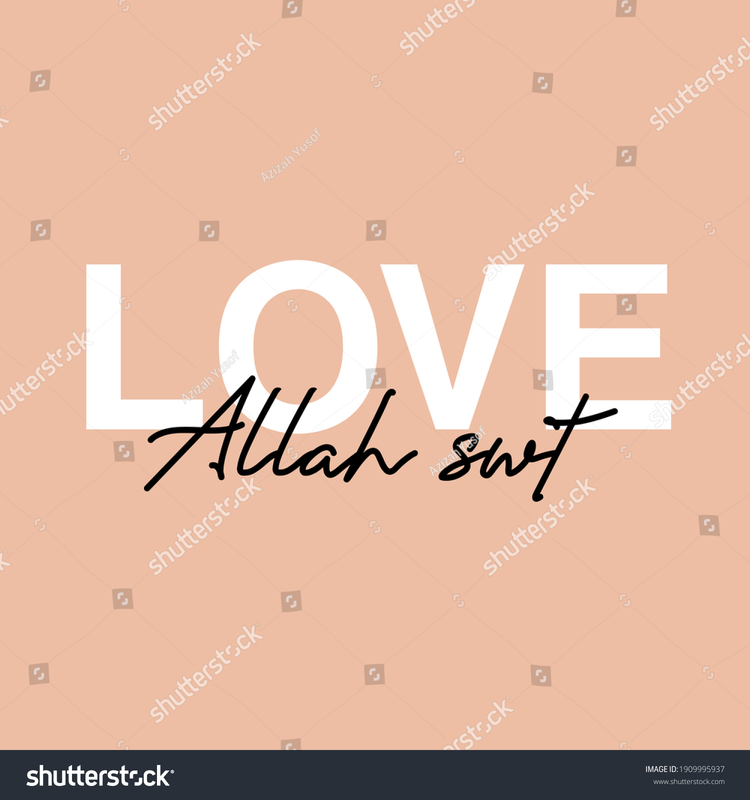 Hand Drawn Lettering Phrase Love Allah Stock Illustration 1909995937
