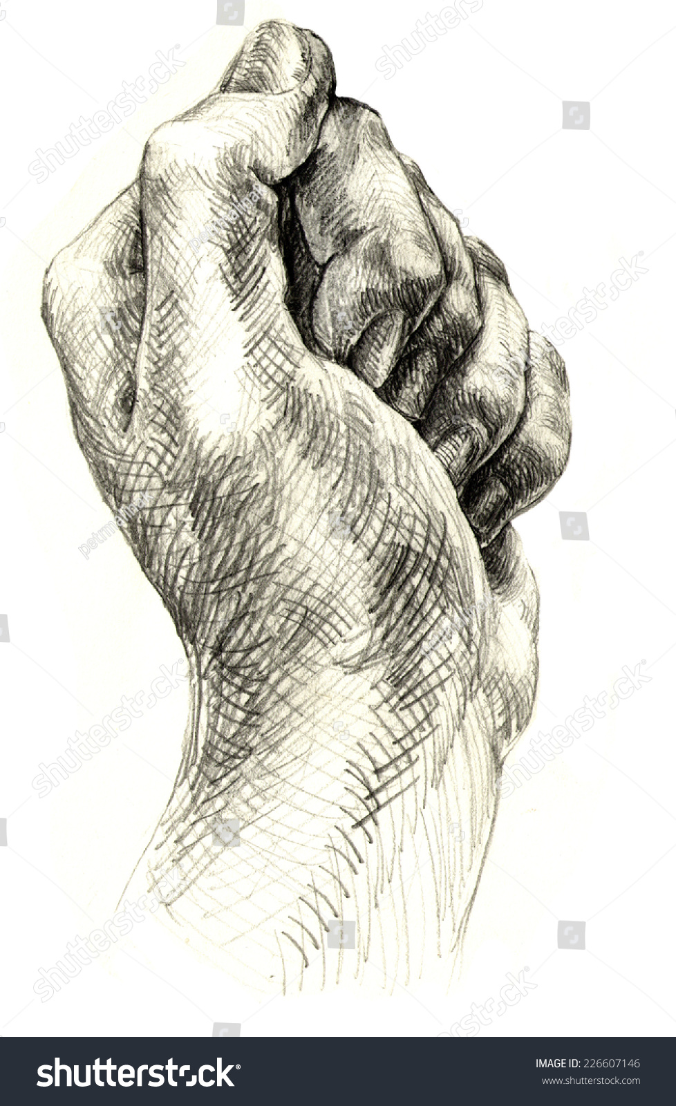 Hand Drawn Pencil Drawing Victory Hand Stock Illustration 226607146