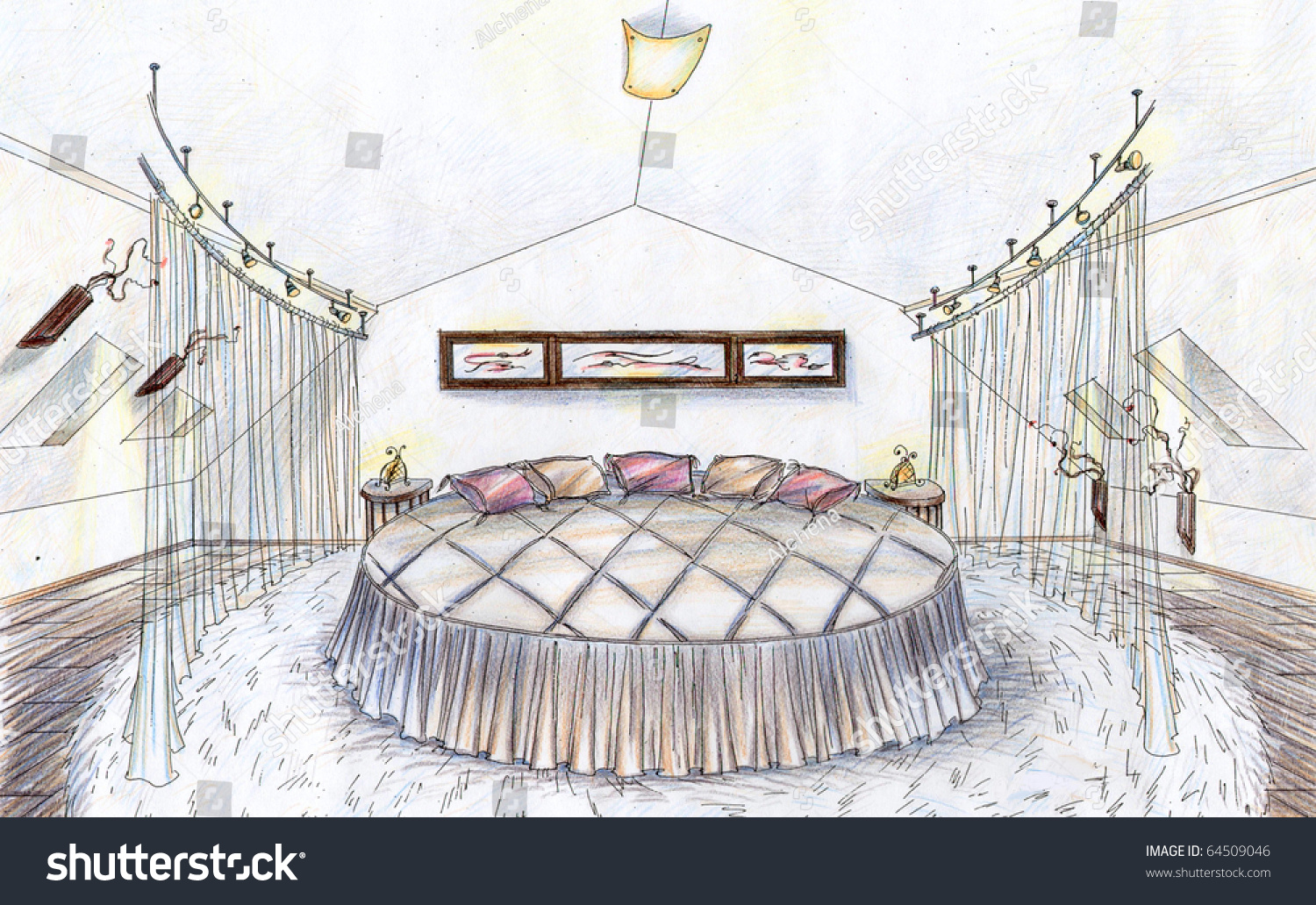 Hand Drawn Sketch Bedroom Stock Illustration 64509046 - Shutterstock