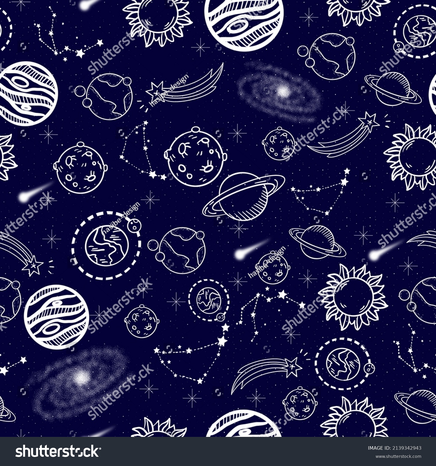 Hand Drawn Sun Cartoon Cosmic Background Stock Illustration 2139342943 ...