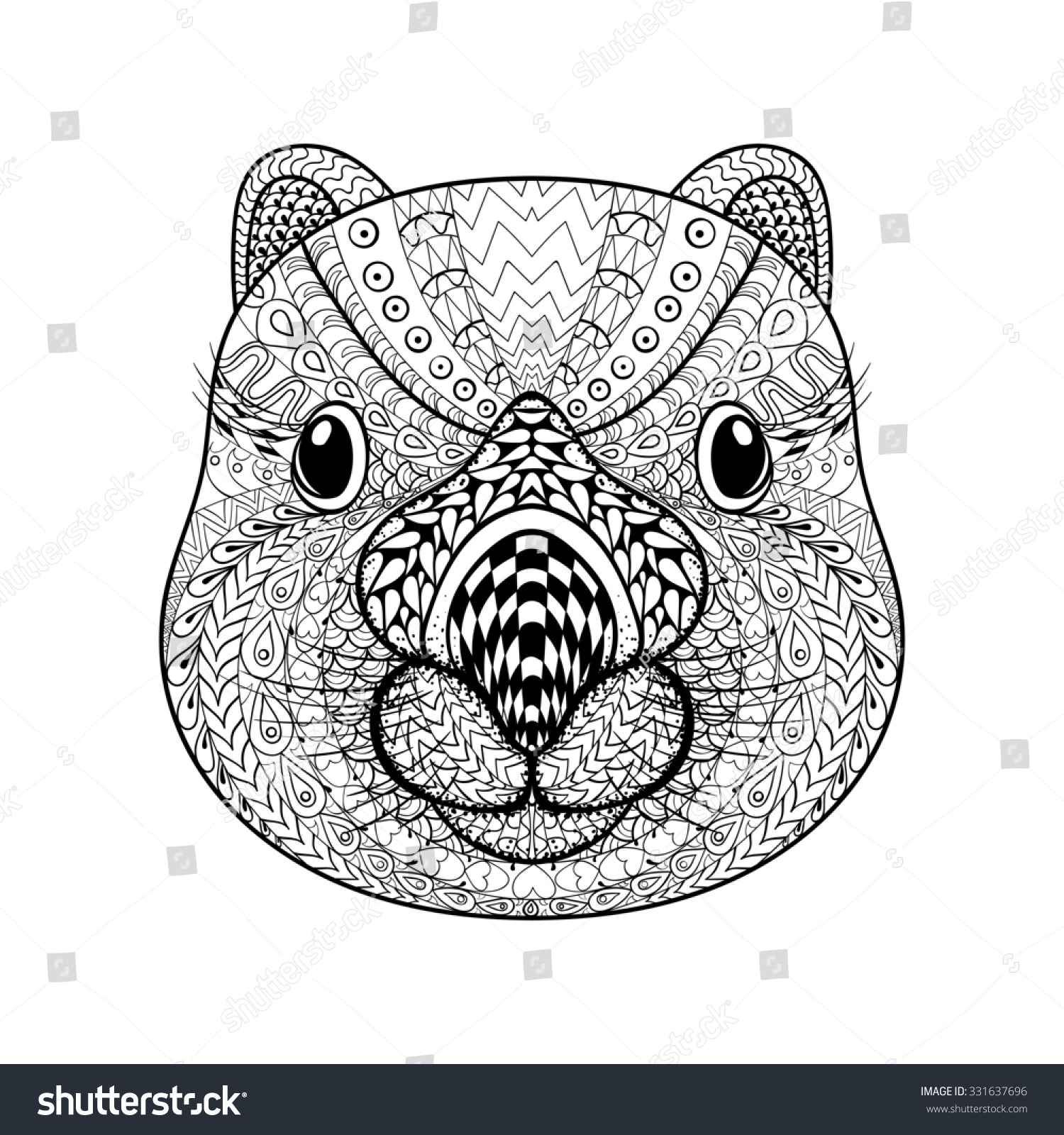 Coloring Pages Wombat Coloring Page hand drawn tribal wombat face animal stock illustration 331637696 totem for adult coloring page with high details isolated
