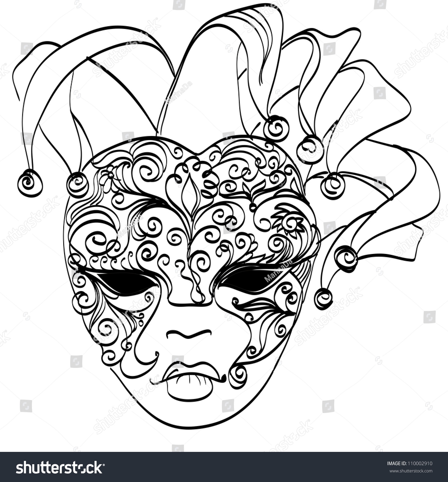 Hand Drawn Venetian Carnival Mask Stock Illustration