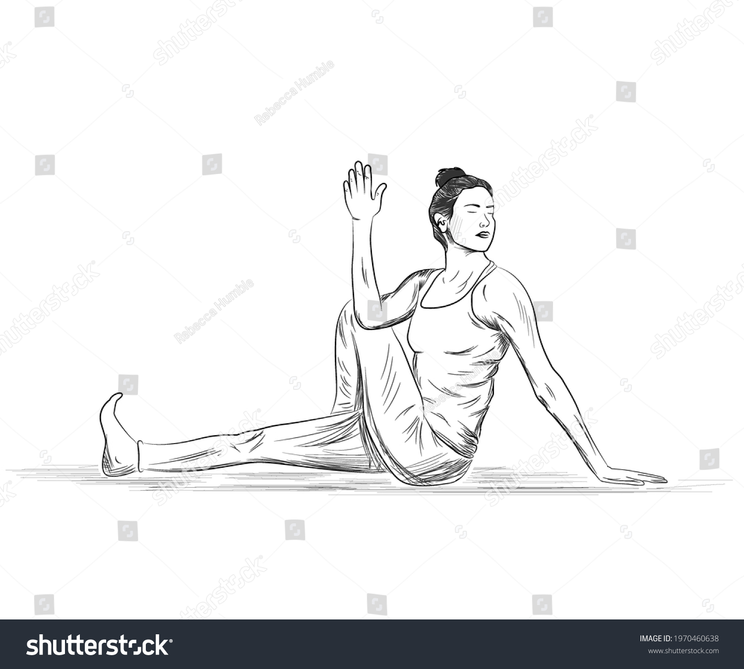 Hand Drawn Yoga Illustrations Postures Poses Stock Illustration ...