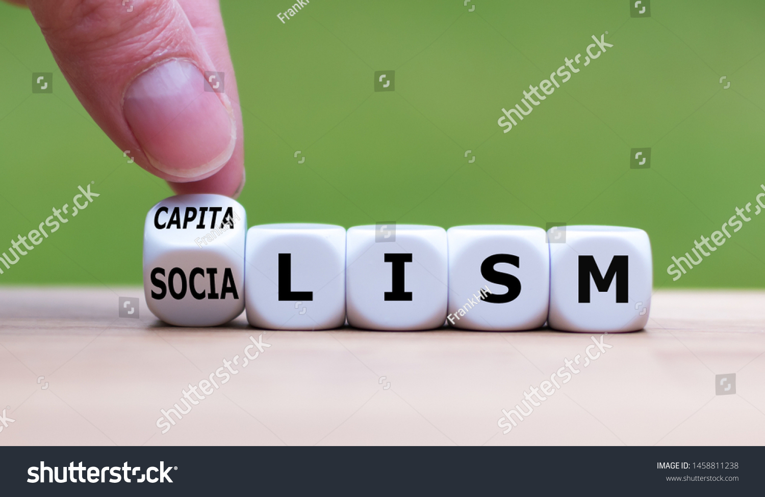 4 171 Socialist Economy Images Stock Photos Vectors Shutterstock   Stock Photo Hand Flips A Dice And Changes The Word Socialism To Capitalism Or Vice Versa 1458811238 