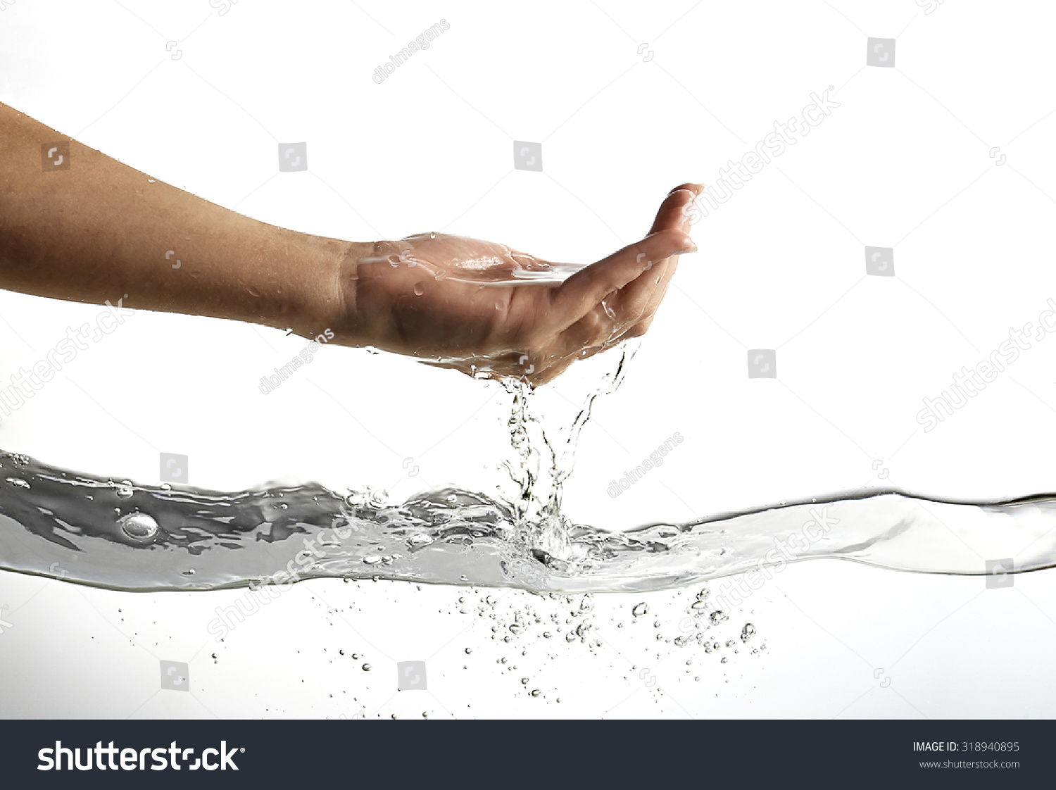 Hand Gently Touching The Surface Of The Water Stock Photo 318940895 ...