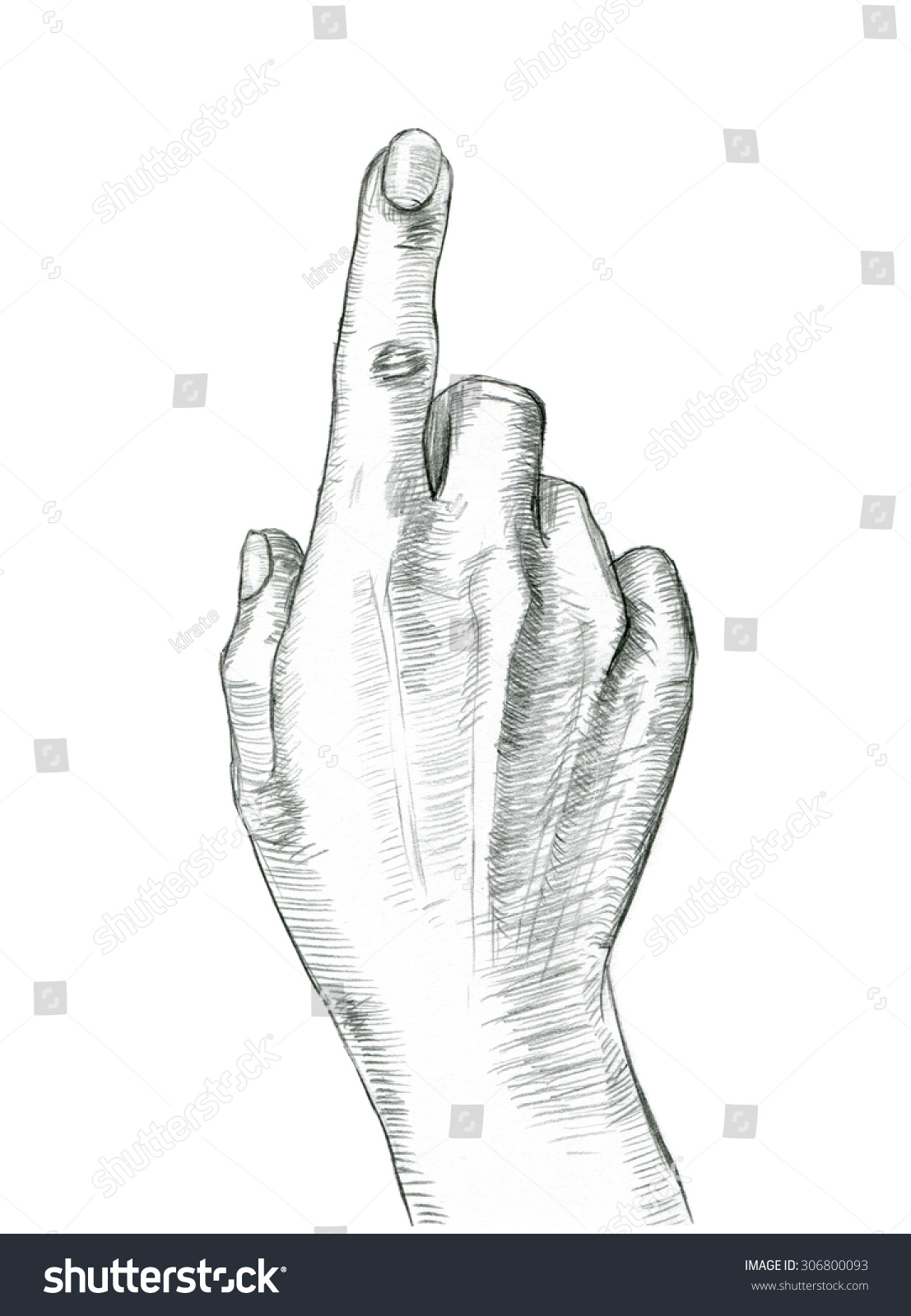 Hand Gesture Single Pointing Fingerhand Drawing Stock Illustration