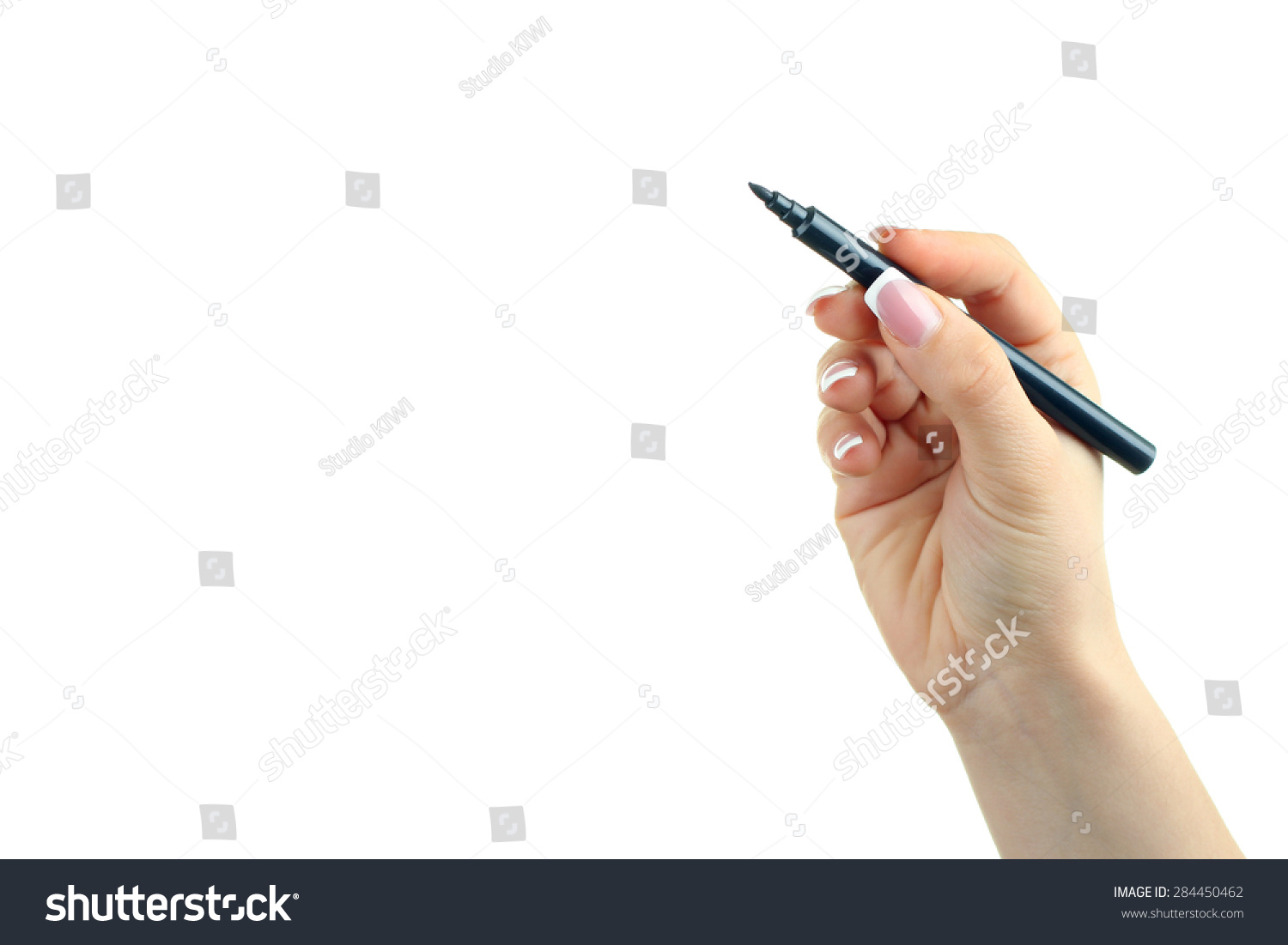 Hand Holding Black Marker Isolated On Foto De Stock 284450471