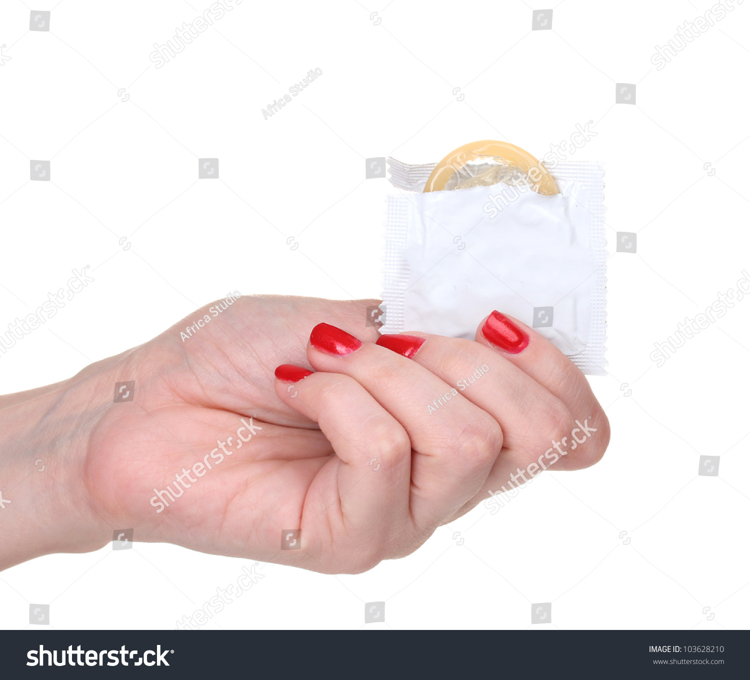 Hand Holding A Condom Isolated On White Stock Photo 103628210 ...