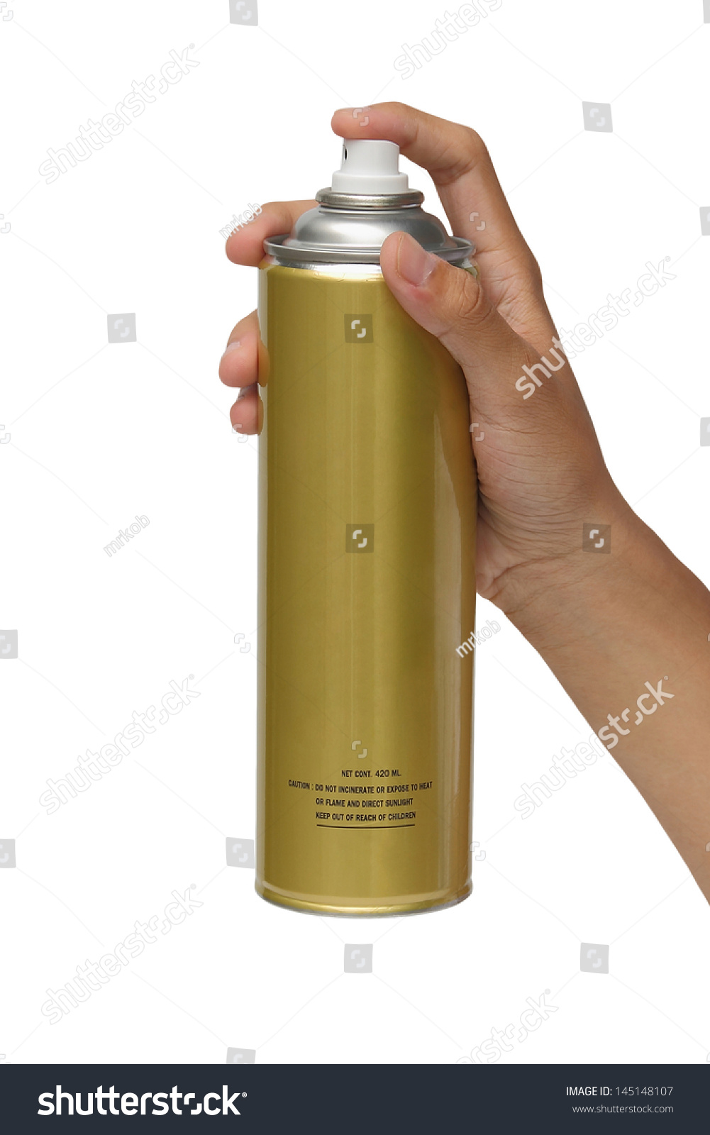 Hand Holding A Spray Can Isolated Over White Background Stock Photo ...