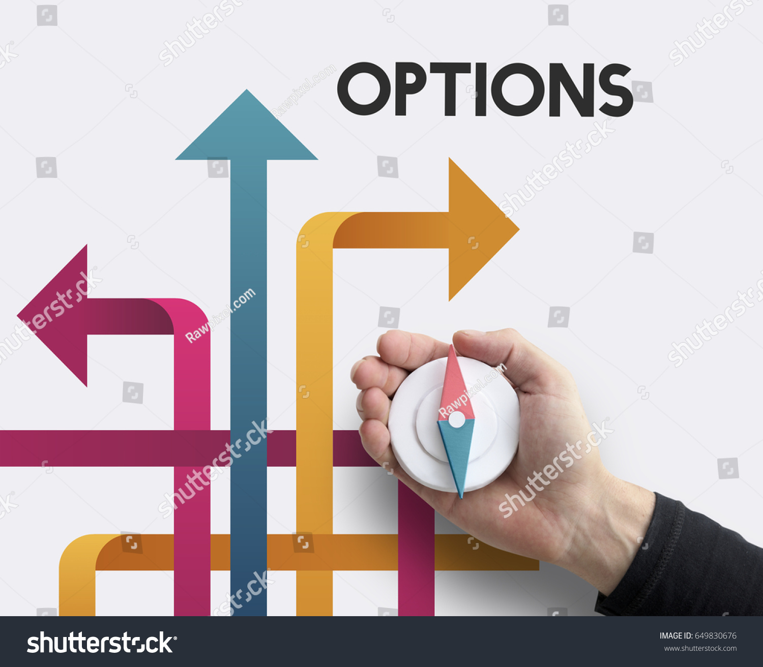 Hand Holding Compass Navigation Intersection Path Stock Photo 649830676 ...