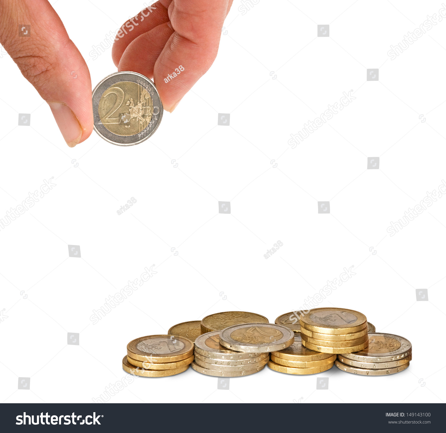 Hand Holding Euro Coin Stock Photo 149143100 : Shutterstock