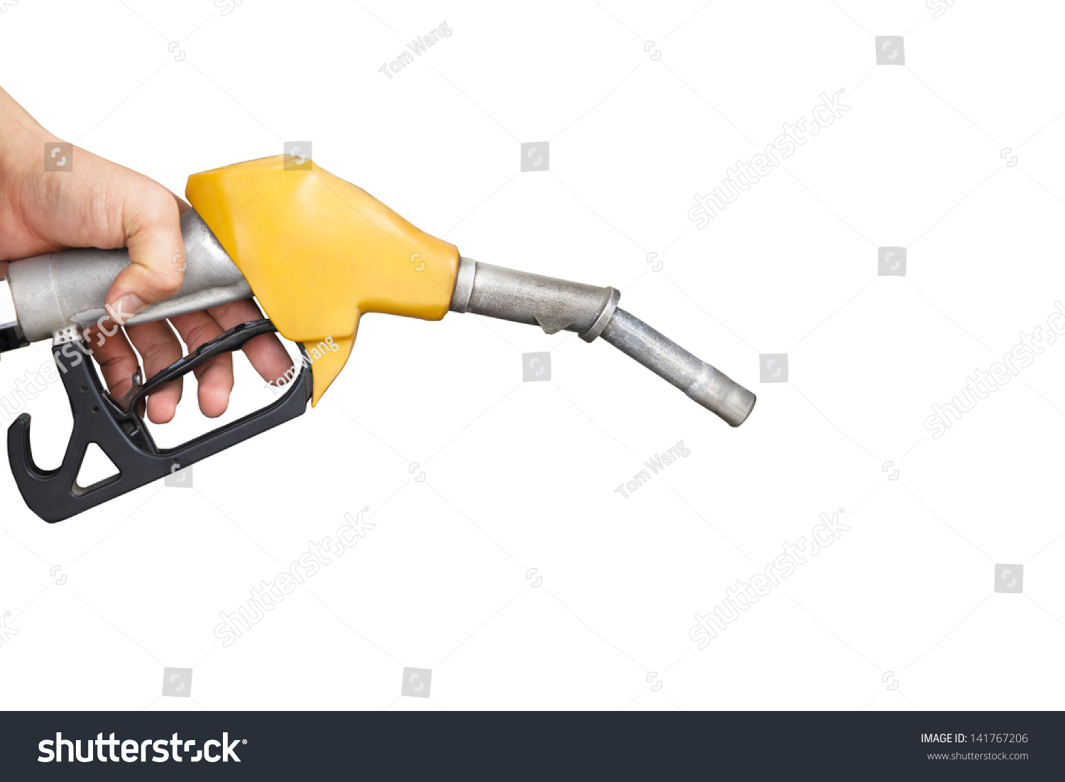 Hand Holding Gas Pump Nozzle Isolated Stock Photo Edit Now 141767206