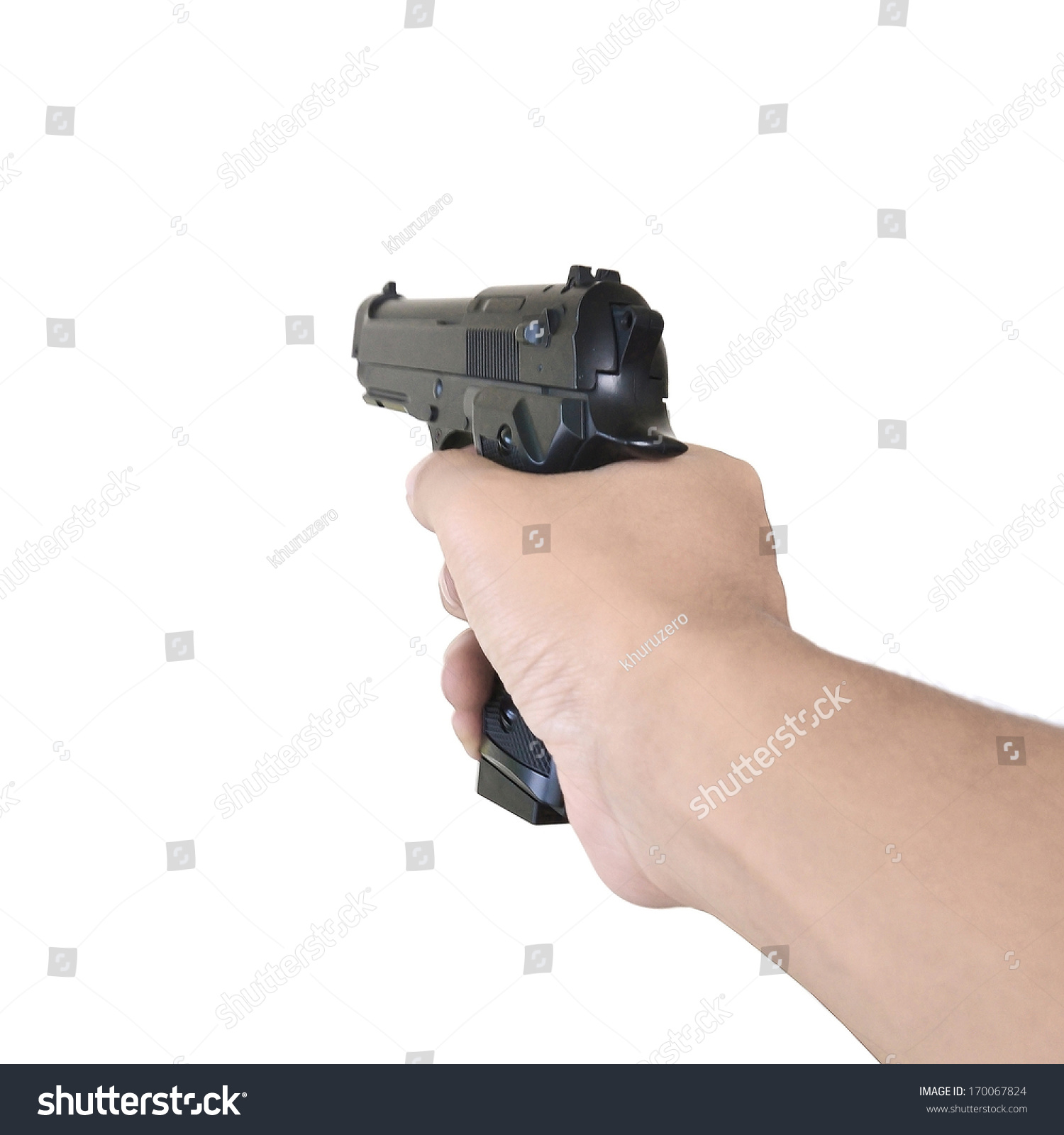 Hand Holding Gun Isolated On White Background Stock Photo 170067824 ...