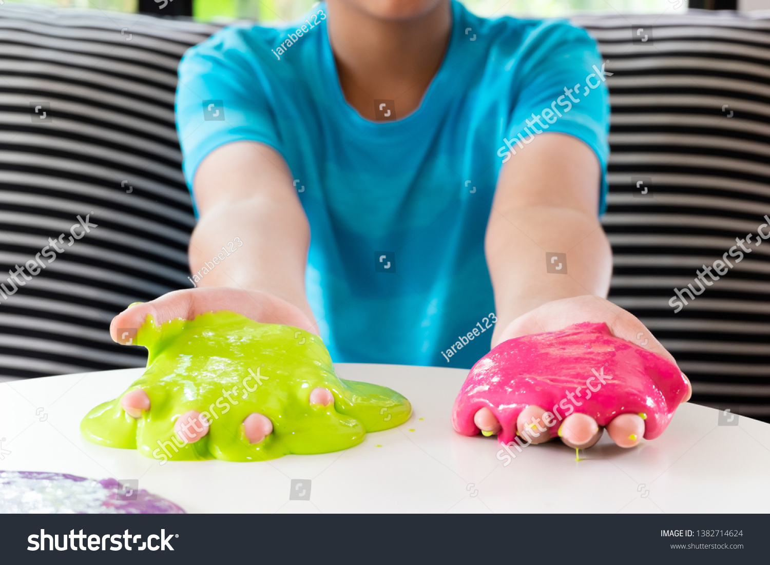 Hand Holding Homemade Toy Called Slime Stock Photo 1382714624 