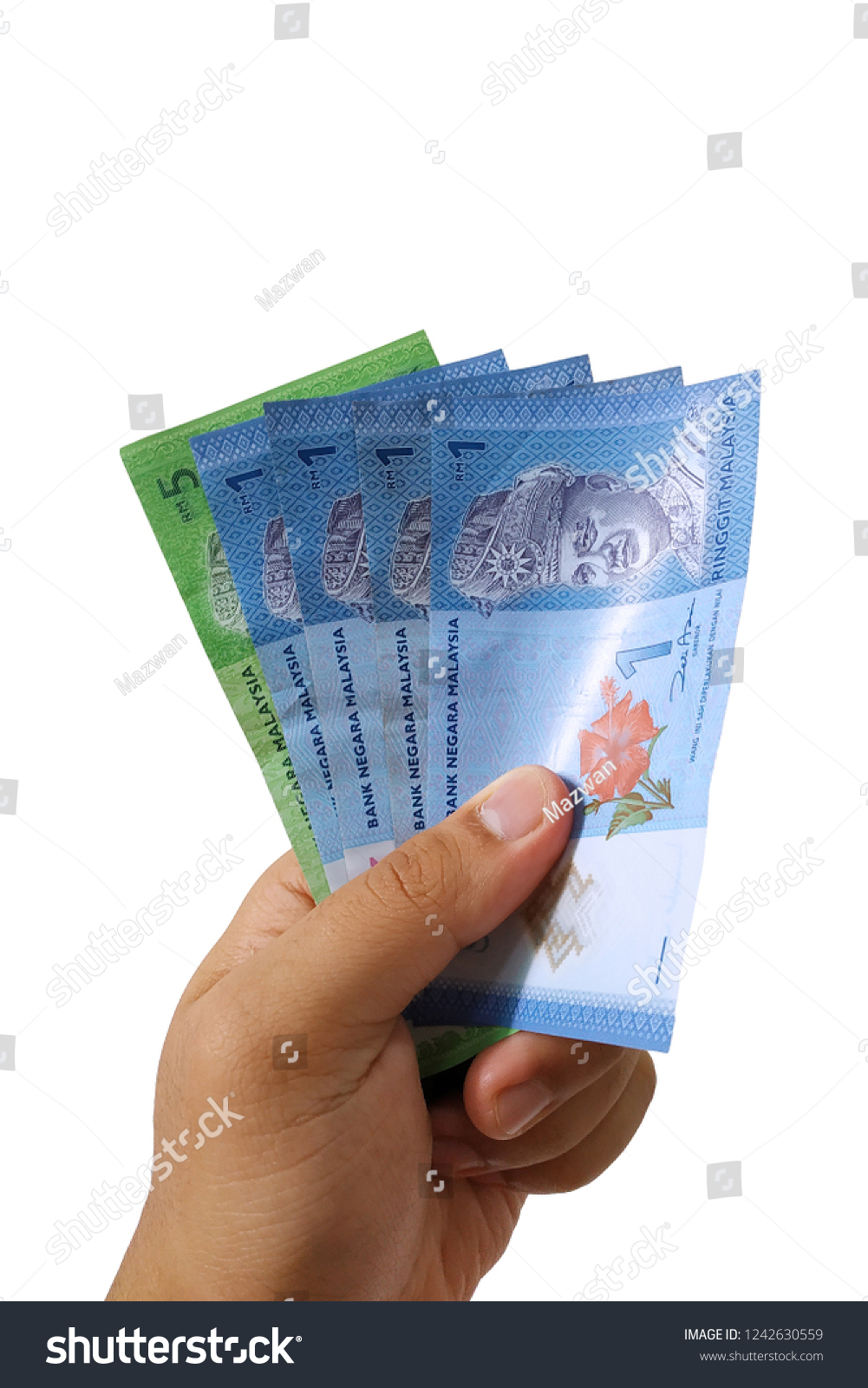 Hand Holding Malaysian Ringgit Paper Money Stock Photo Edit Now 1242630559