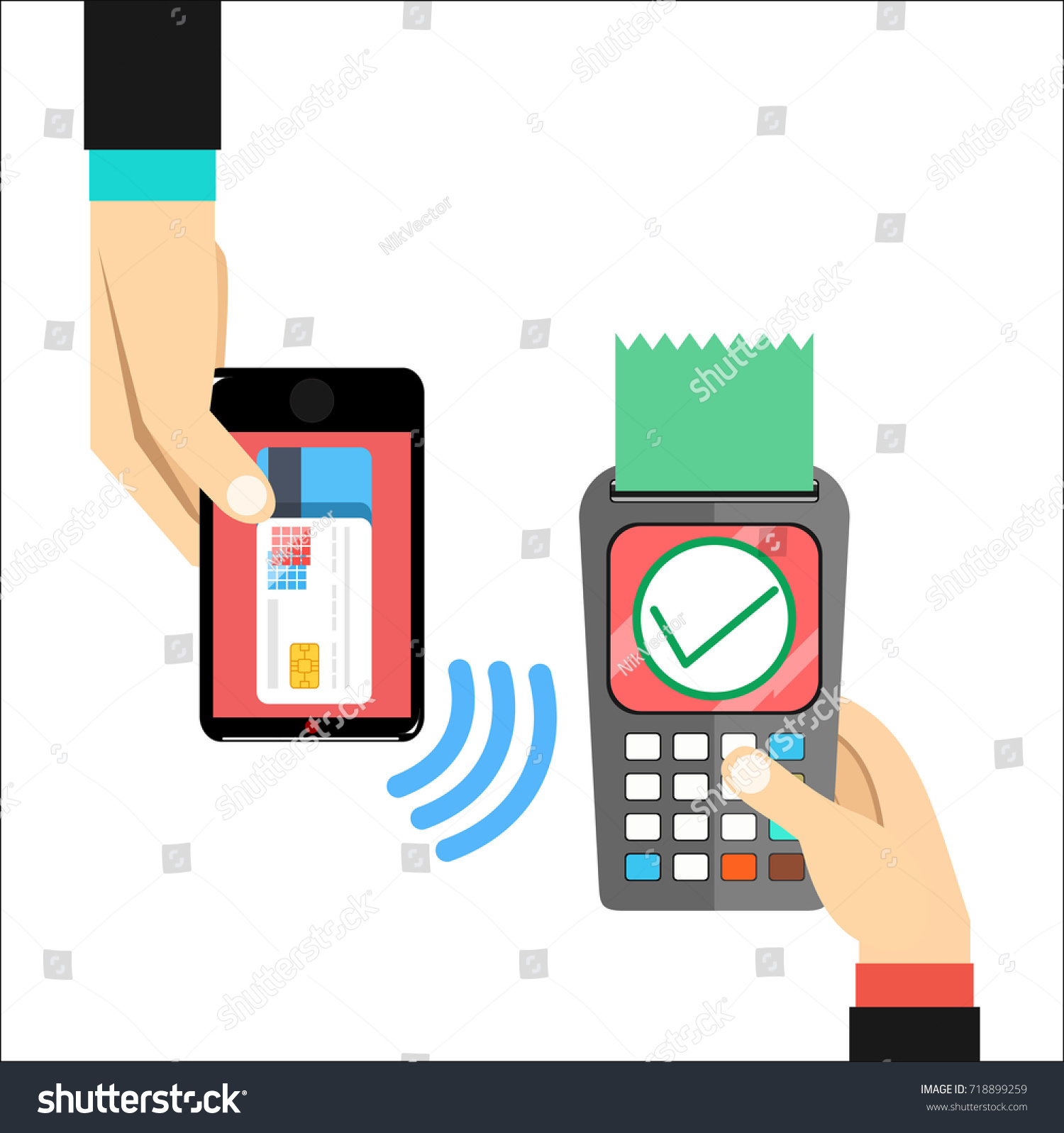 Hand Holding Payment Terminal Check Mark Stock Illustration 718899259 ...