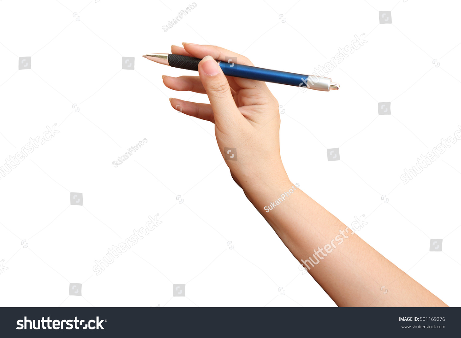 Hand Holding Pen Isolated White Background Stock Photo Edit Now 501169276