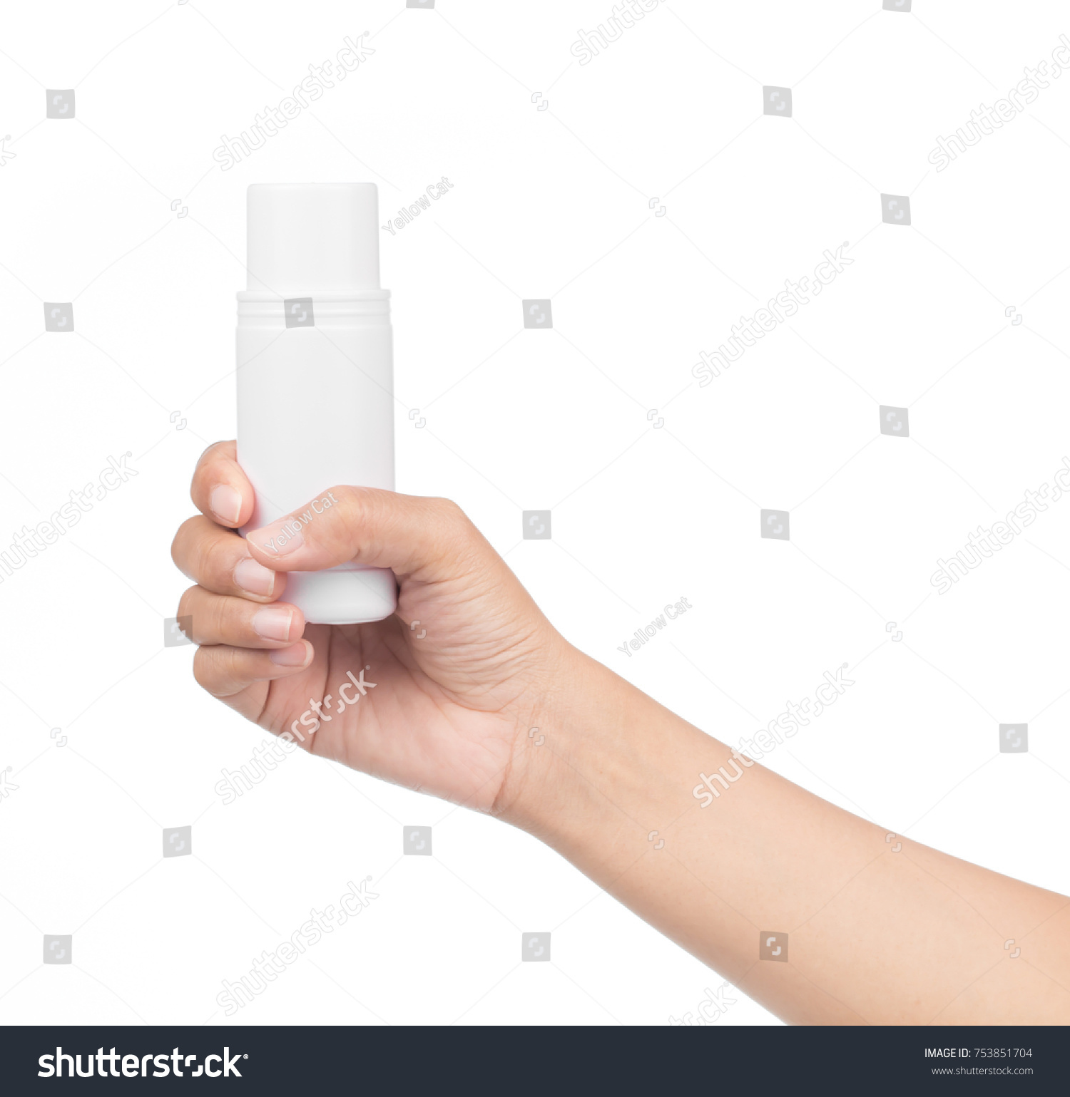 Hand Holding Plastic Bottle Isolated On Stock Photo 753851704 ...