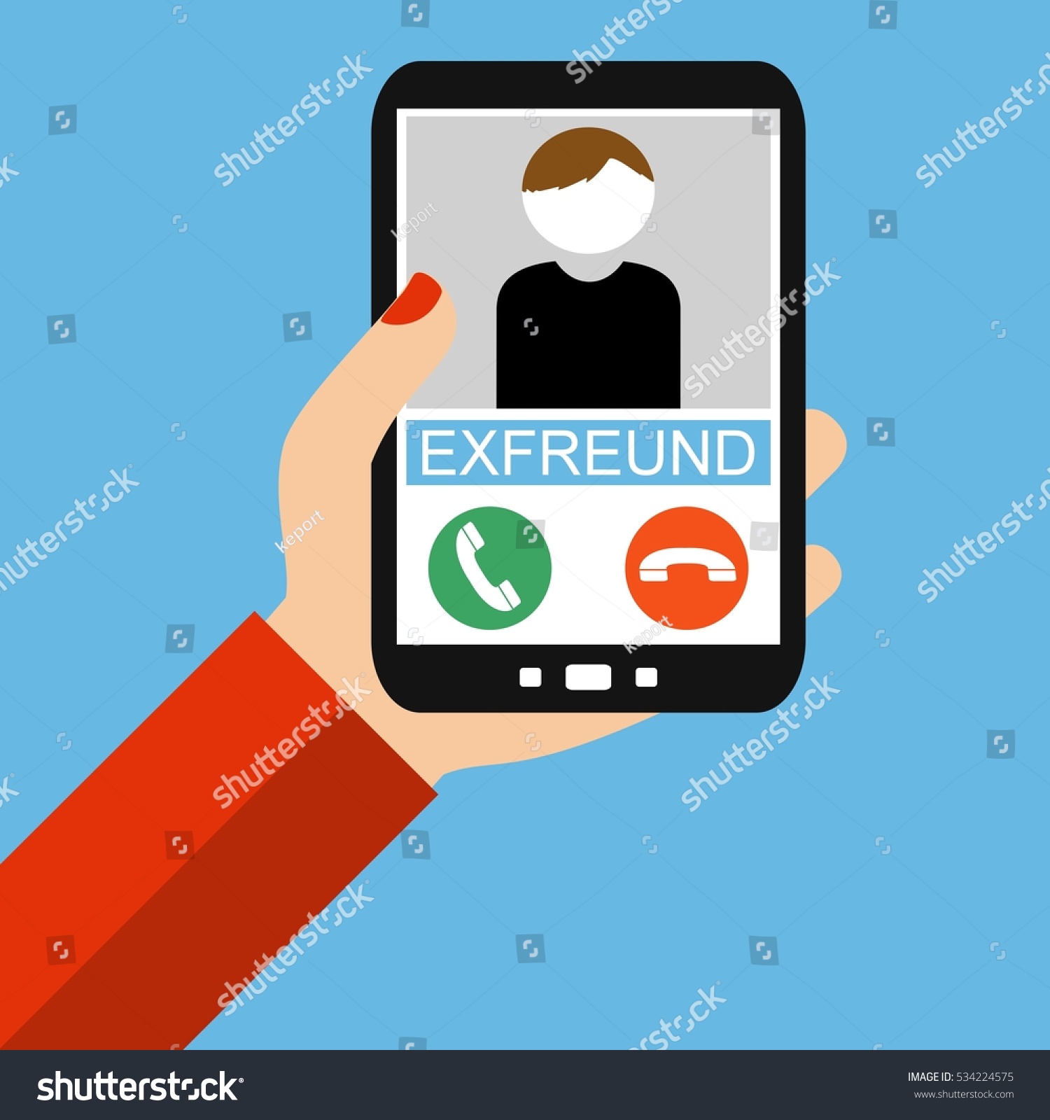 Hand Holding Smartphone Ex Boyfriend Calling Stock Illustration 534224575