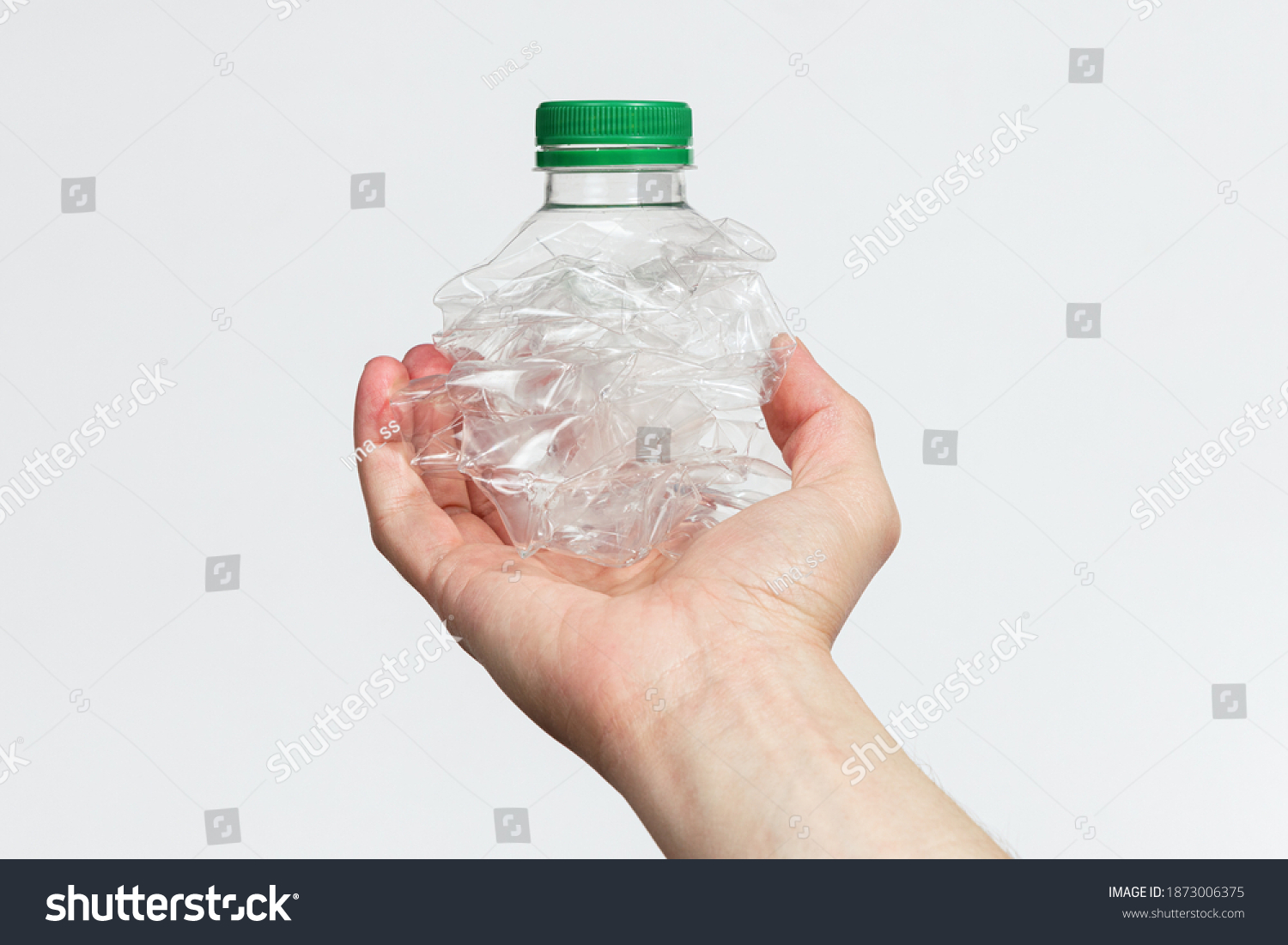 Hand Holding Smashed Empty Plastic Bottle Stock Photo Edit Now Shutterstock