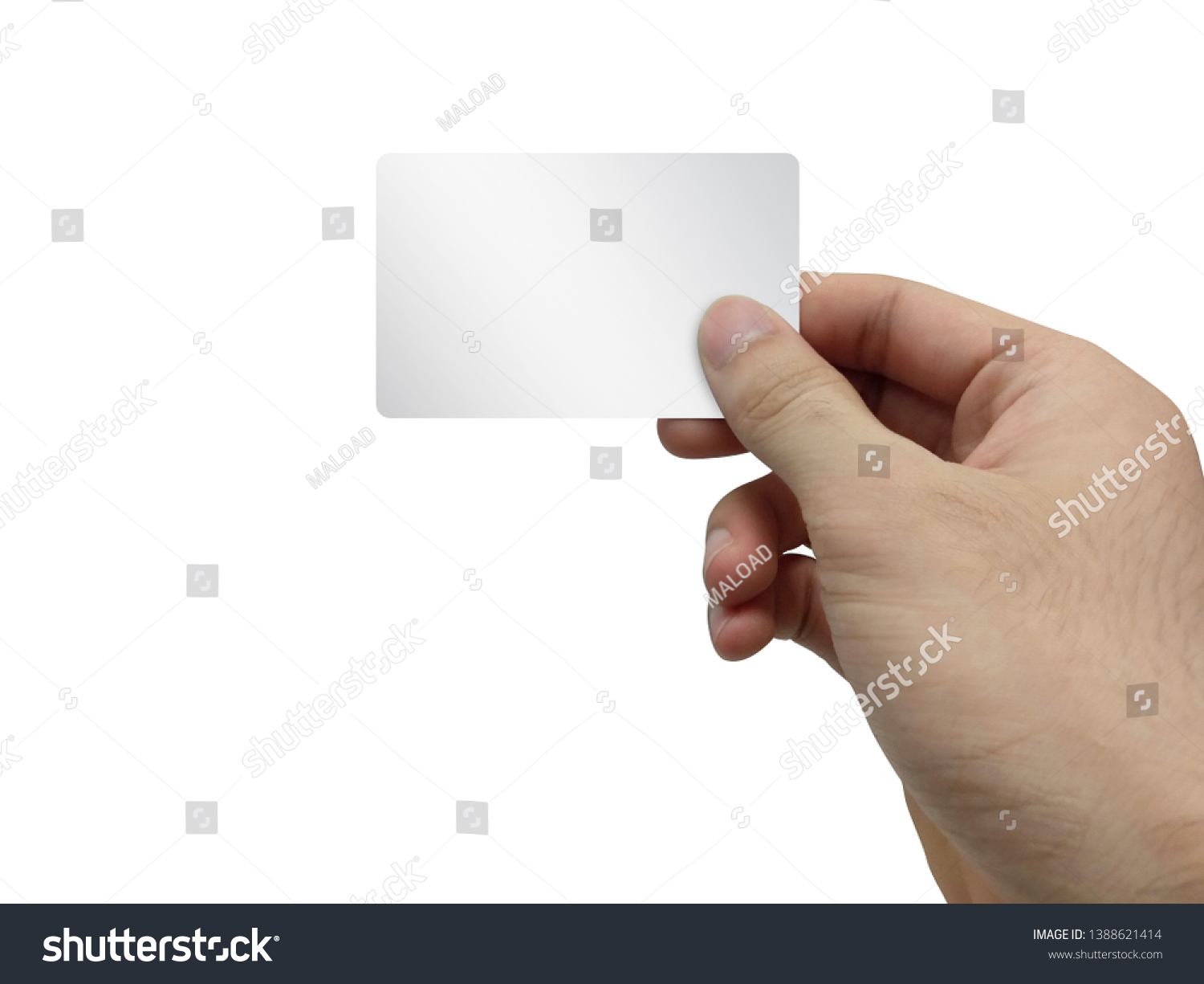 Hand Holding White Business Card Mock Stock Photo (Edit Now) 1388621414