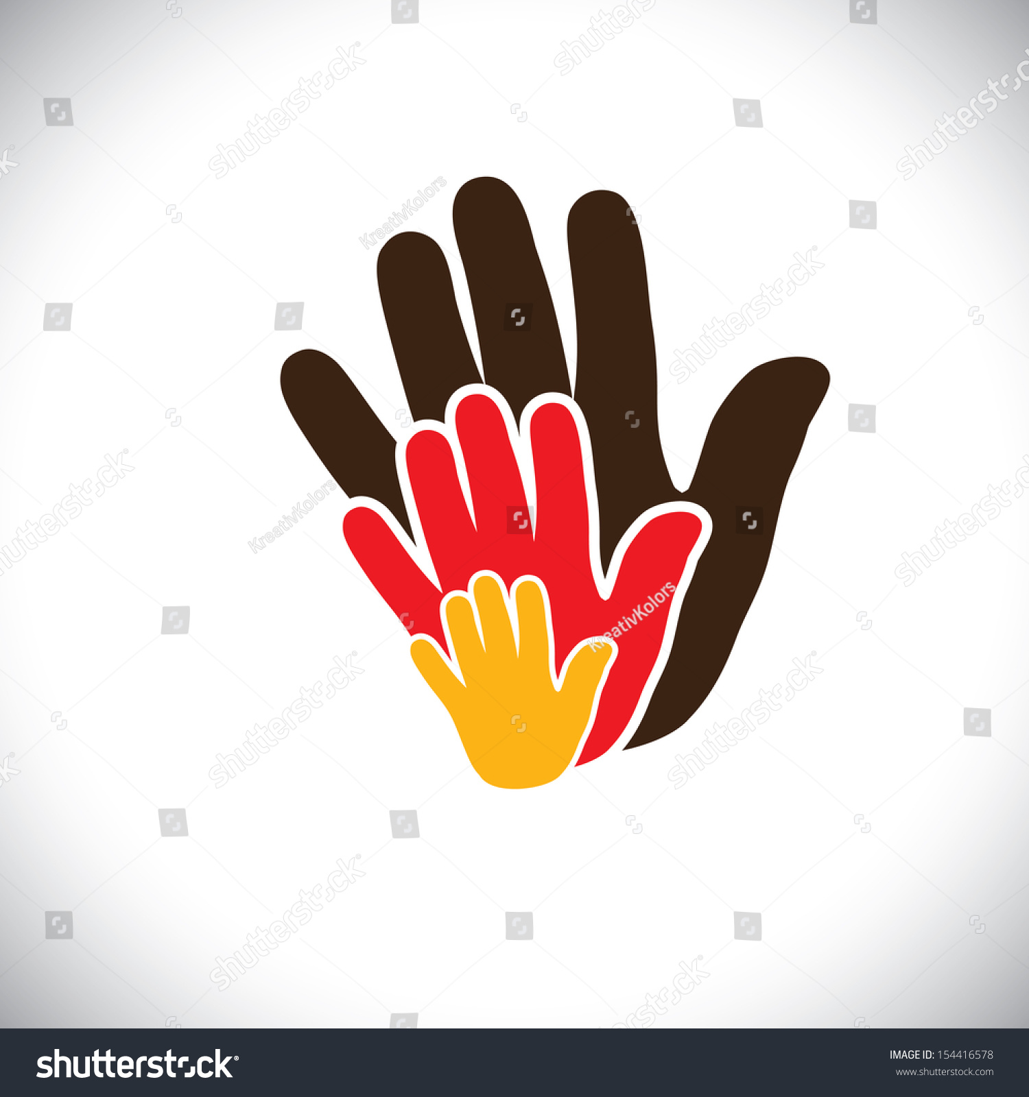 Hand Icons Parent Child Showing Concept Stock Illustration