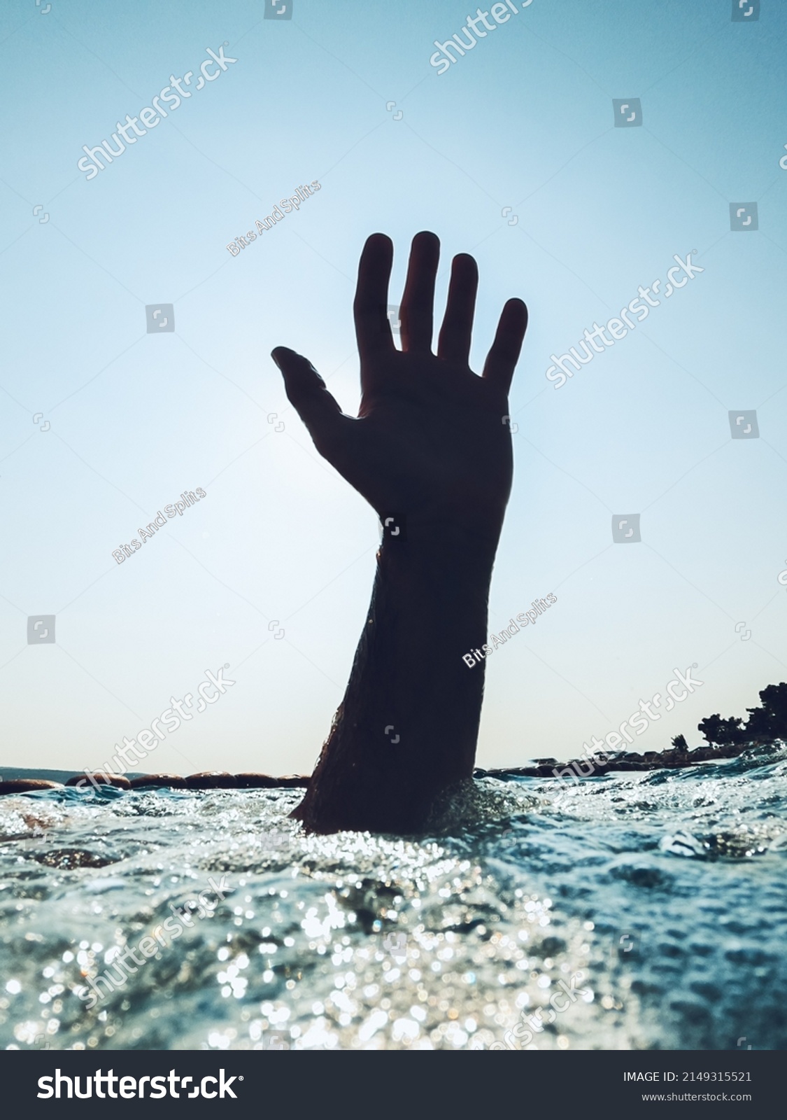 Hand Drowning Man Reaching Out Deep Stock Photo 2149315521 | Shutterstock