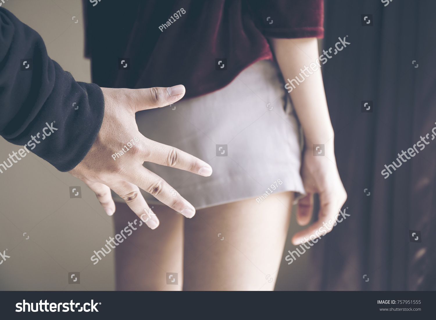 Touching girls butt