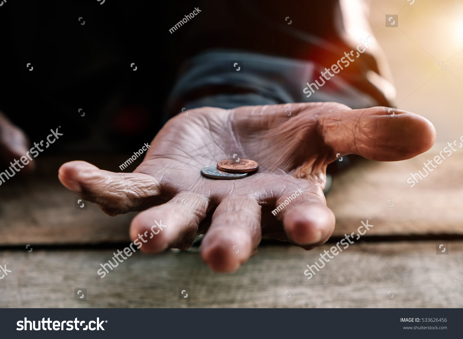 Hand Old Man Begging Money Because Stock Photo 533626456 Shutterstock