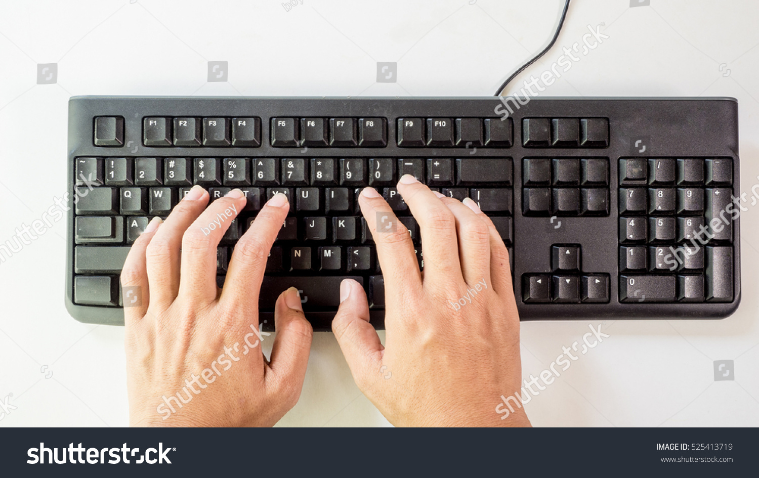 Hand On Keyboard Stock Photo 525413719 : Shutterstock