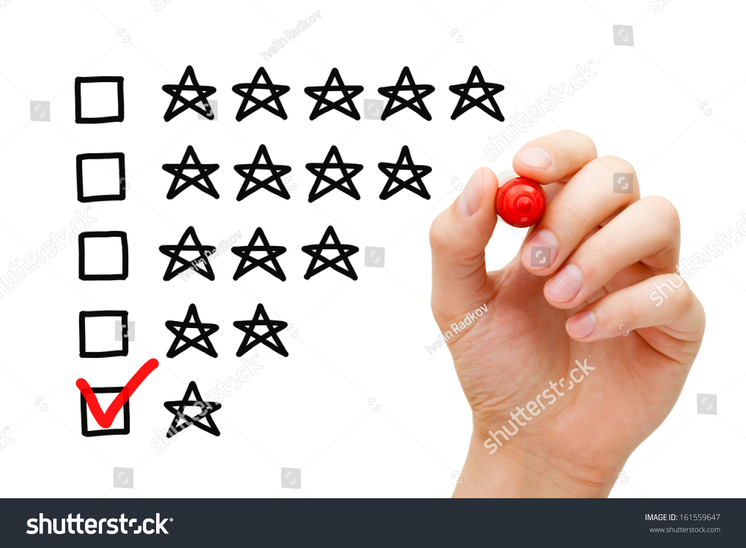 Hand putting check mark red marker nh c s n161559647 shutterstock