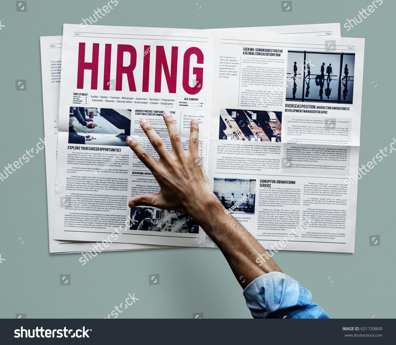 Hand Reaching Grab Newspaper Hiring Job Stock Photo Edit Now