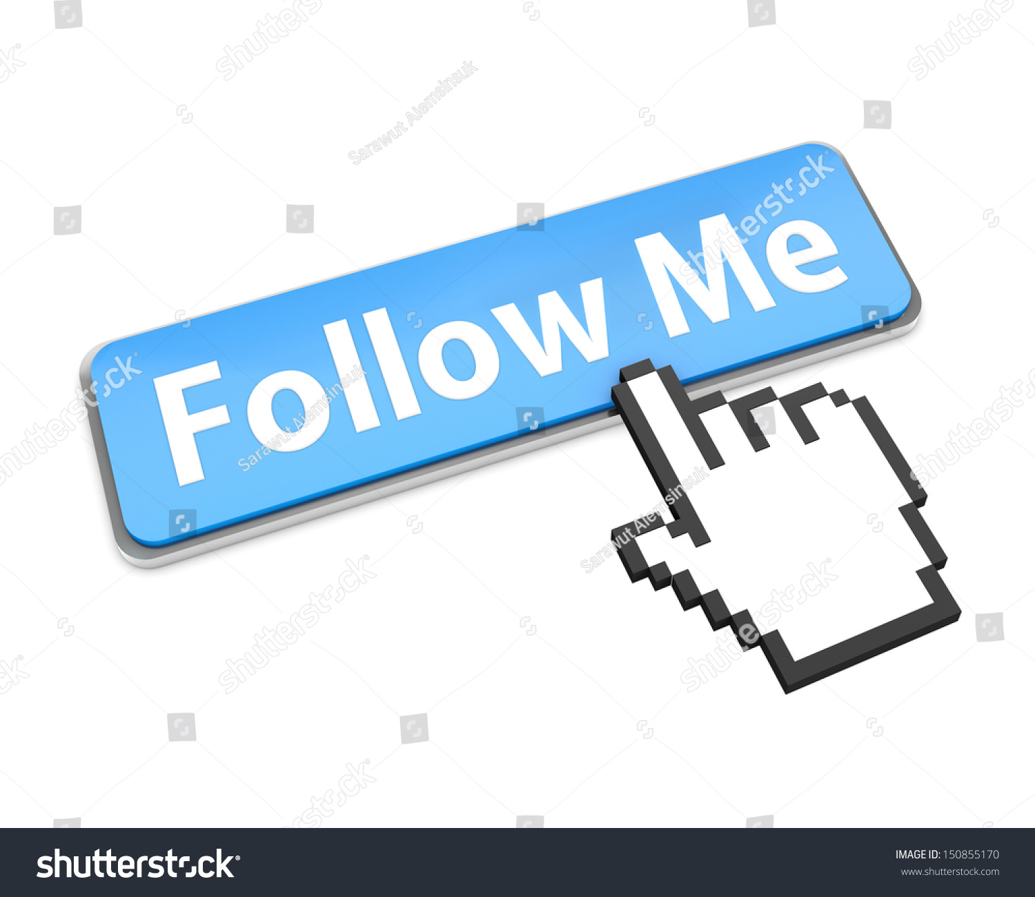 Hand-Shaped Mouse Cursor Press Follow Me Button Stock Photo 150855170 ...