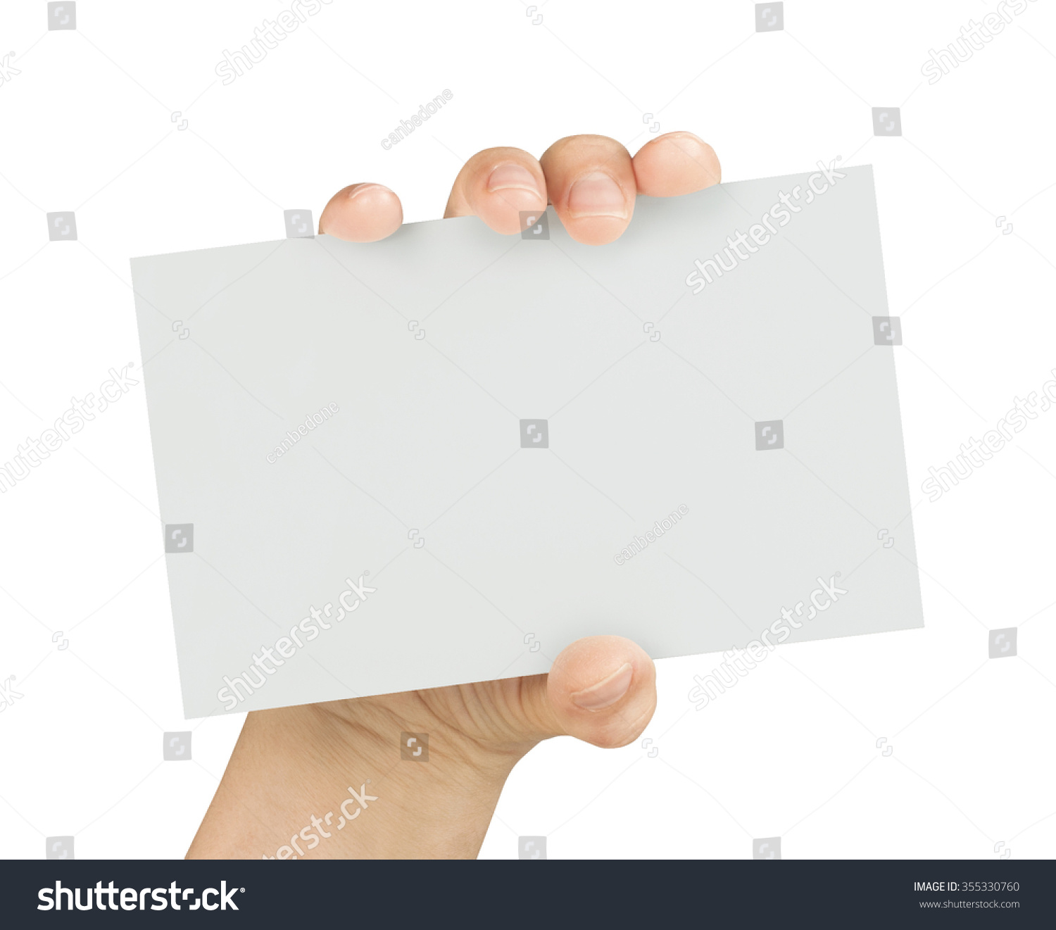 Hand Showing Large Blank Card Isolated Stock Photo (Edit Now) 355330760