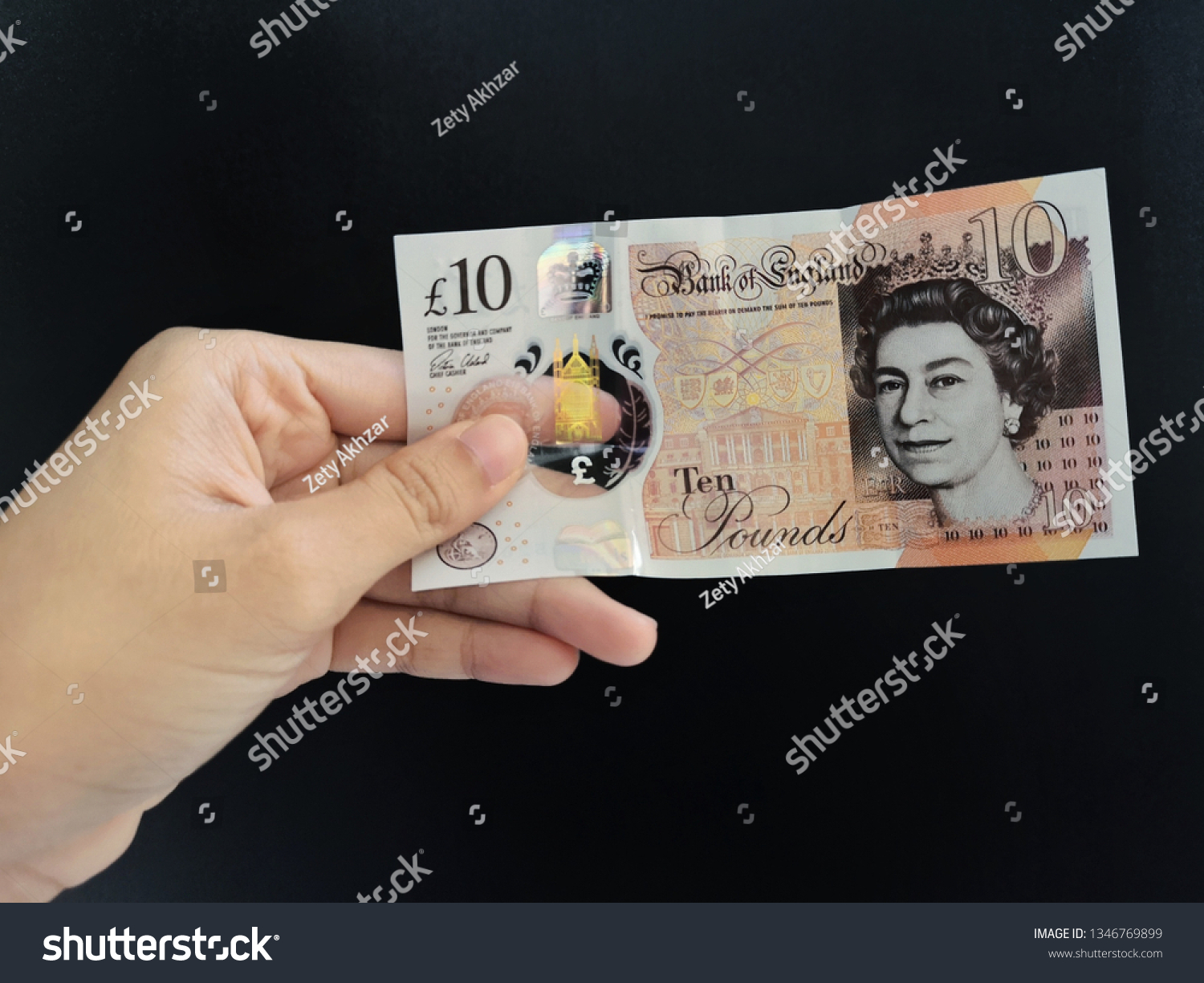 Hand Showing 10 Pounds Bank England Stock Photo Edit Now 1346769899