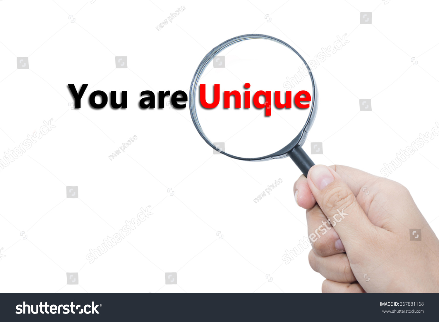 Hand Showing You Are Unique Word Through Magnifying Glass Stock Photo ...