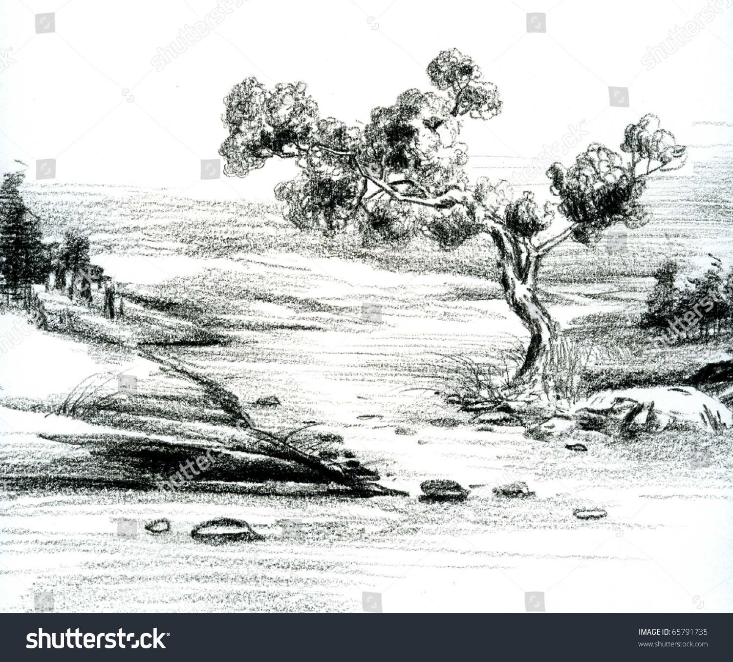 Hand Sketch Natural Scenery Stock Illustration 65791735