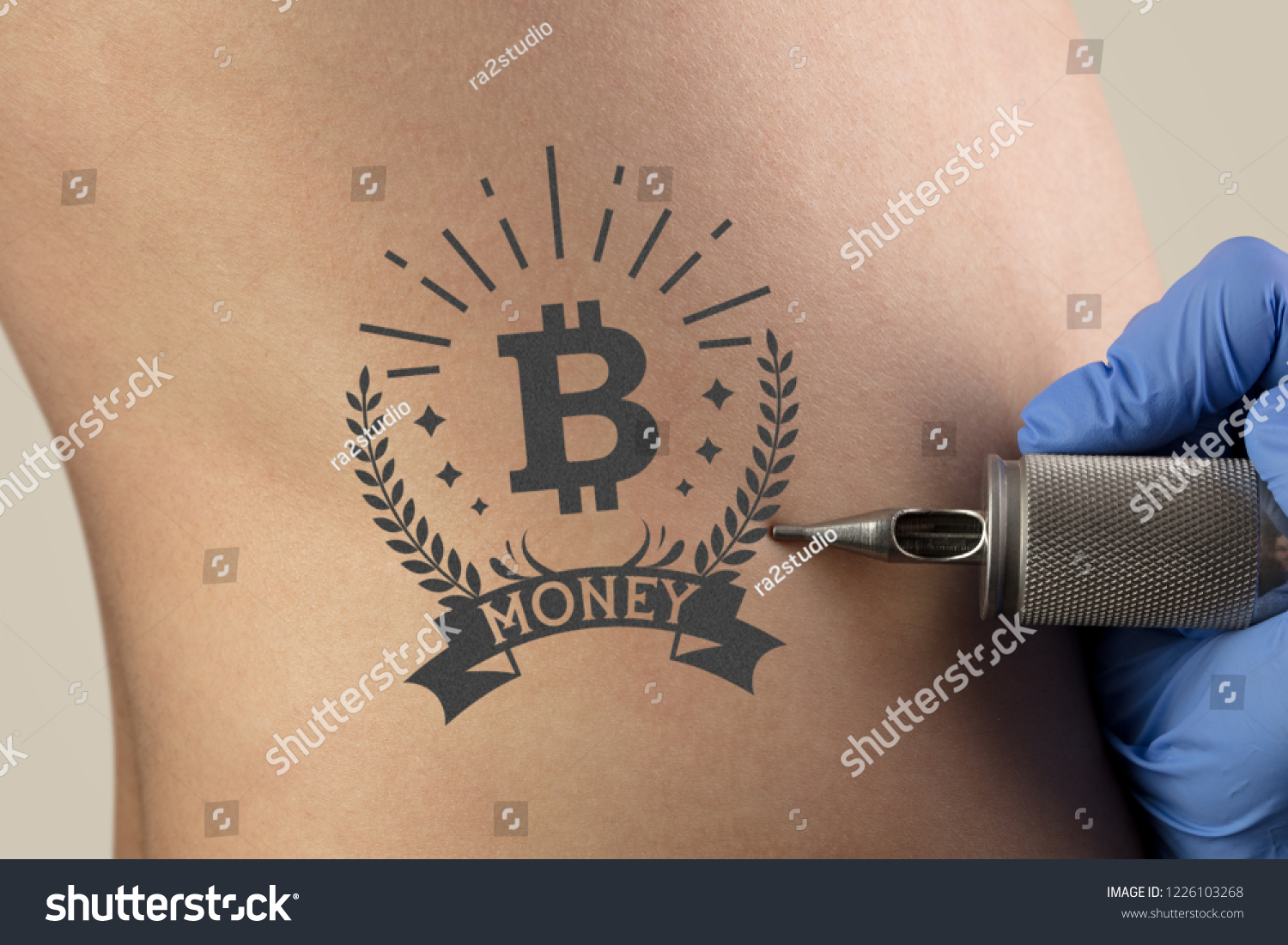 Hand Tattooing Money Currency Concept On Stock Photo