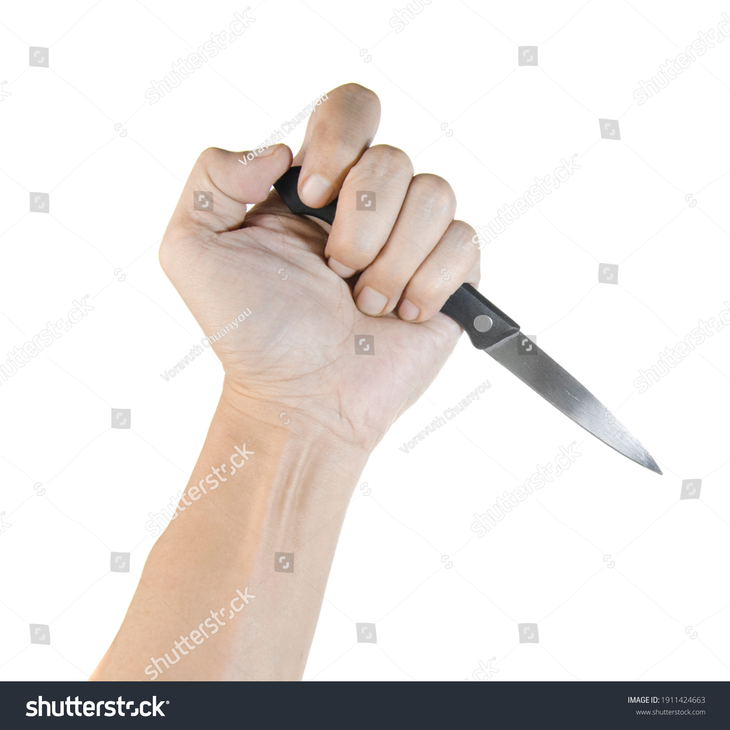 Hand Knife On White Background Stock Photo (Edit Now) 1911424663