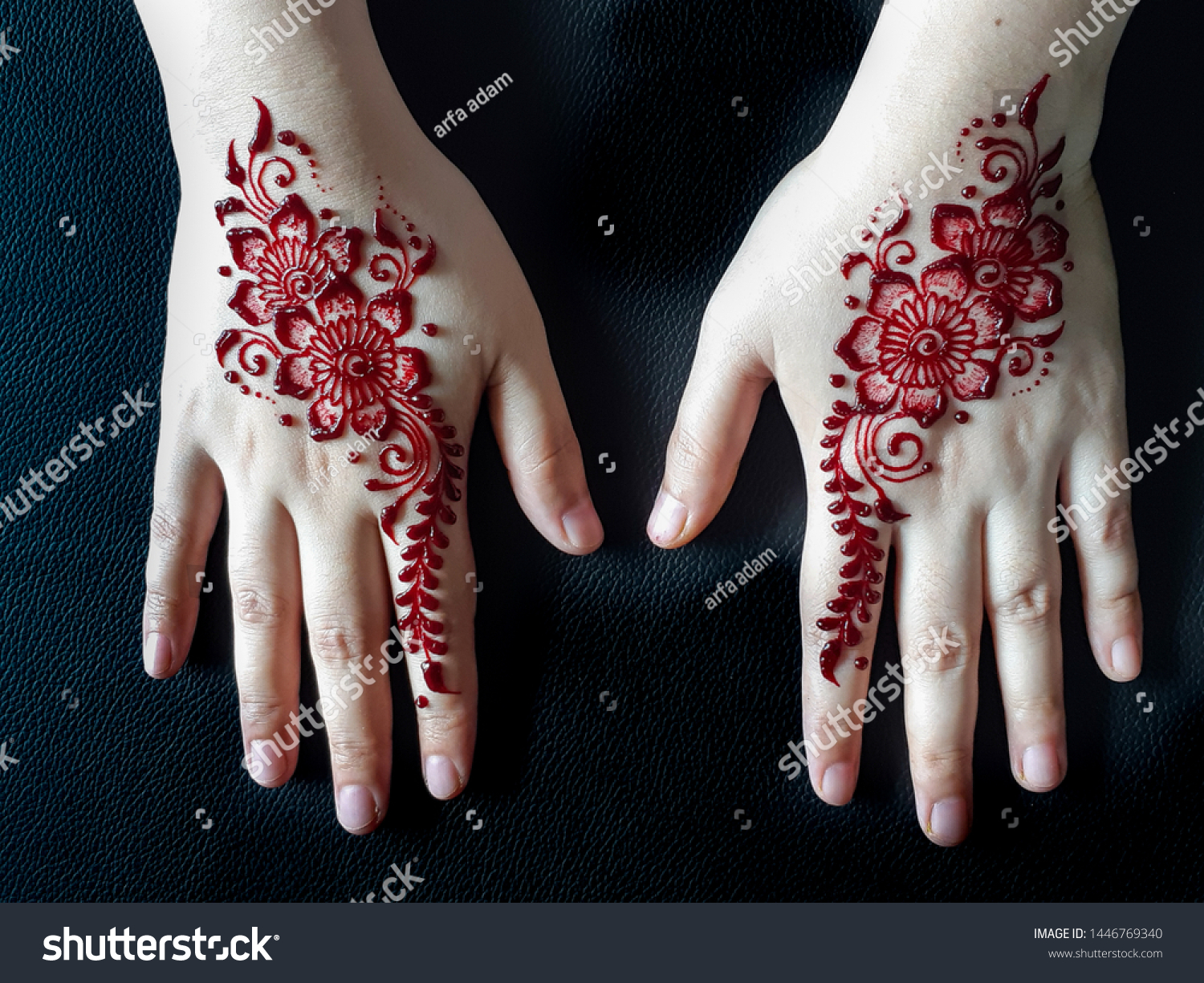 Hand Red Henna Tattoo Malay Wedding Stock Photo Edit Now 1446769340